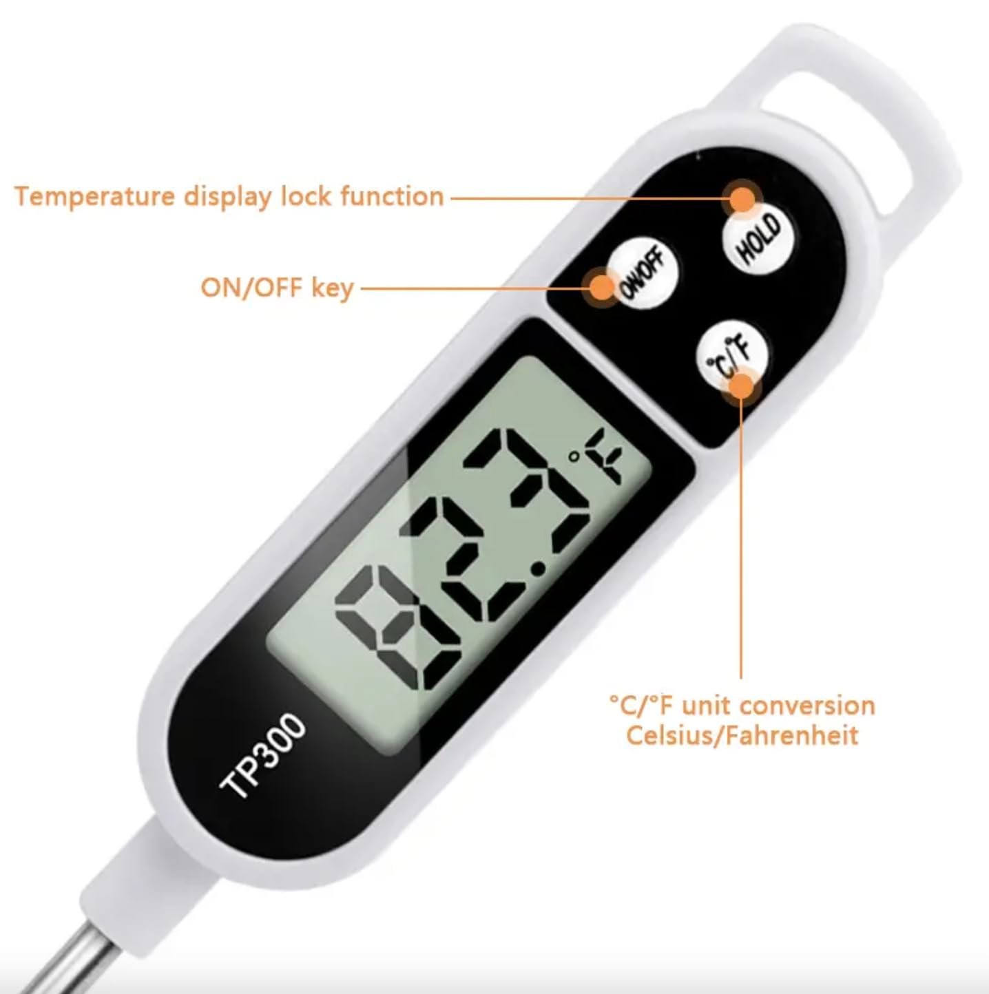 Digital Kitchen Thermometer - Rapidly Measures Mean Temperature for Cooking, BBQ, Grill, and Smoker and Candies by 21 Home