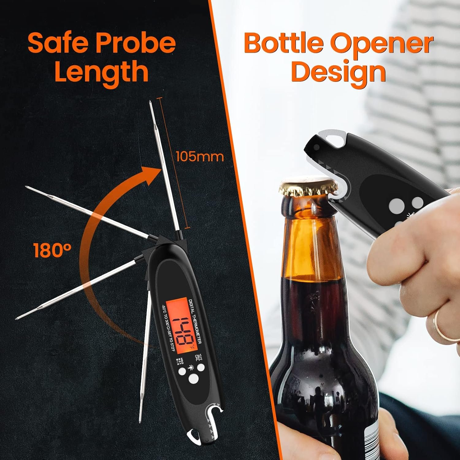 Digital Meat Thermometer-Instant Read Food Thermometer for Cooking-Waterproof Grill Accessories with Backlight and Calibration for Kitchen,Deep Fry,Outside BBQ Digital Meat Thermometer-Instant Read Food Thermometer for Cooking-Waterproof Grill Accessories with Backlight and Calibration for Kitchen,Deep Fry,Outside BBQ