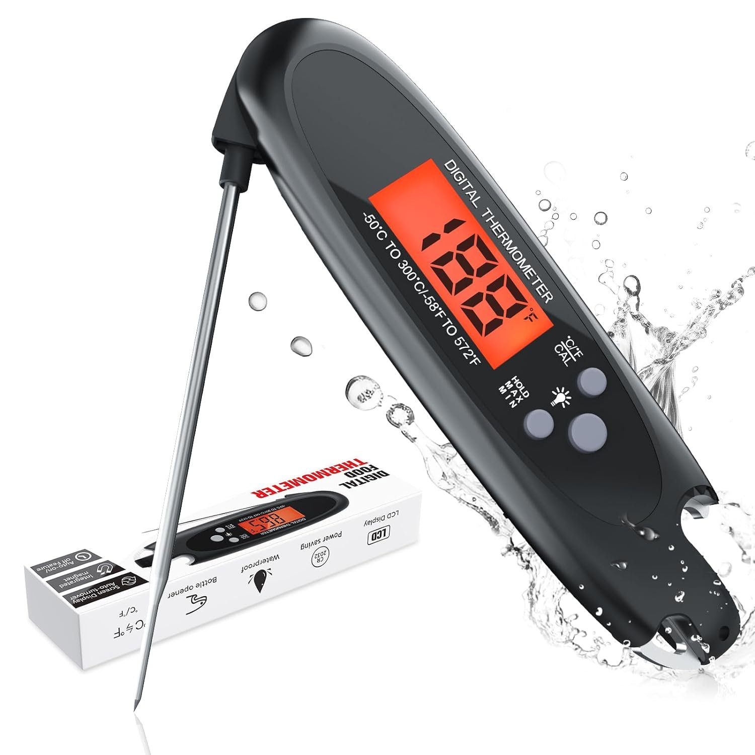 Digital Meat Thermometer-Instant Read Food Thermometer for Cooking-Waterproof Grill Accessories with Backlight and Calibration for Kitchen,Deep Fry,Outside BBQ Digital Meat Thermometer-Instant Read Food Thermometer for Cooking-Waterproof Grill Accessories with Backlight and Calibration for Kitchen,Deep Fry,Outside BBQ