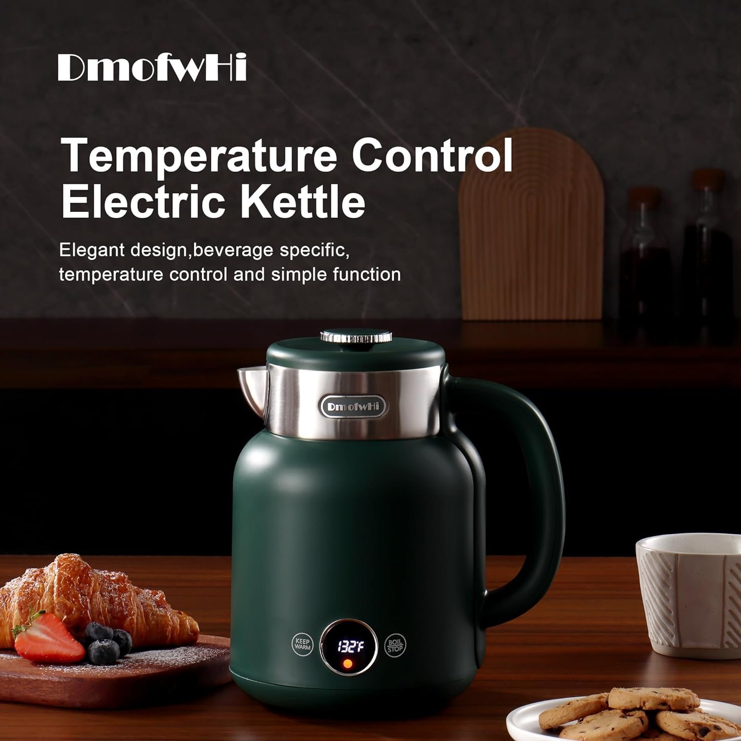 DmofwHi 5-Presets Electric Kettle Temperature Control With LED Display, Hot Water Kettle Electric of 304 Stainless Steel, Keep Warm, Fast Heating Electric Tea Kettle 1.5L (GREEN)