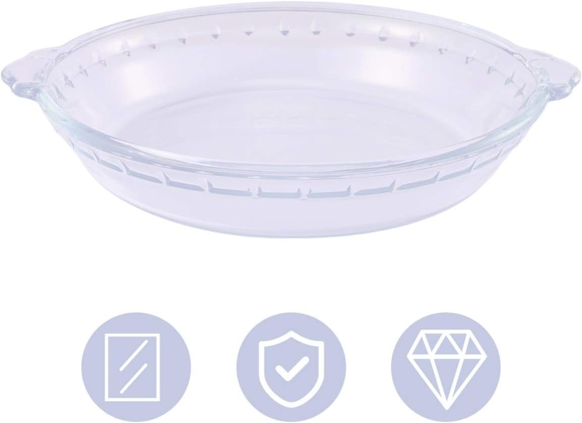 DOITOOL Glass Pie Plate 8 inch Round Deep Dish Pie Pan with Handles for Pie Baking and Cheese Cakes