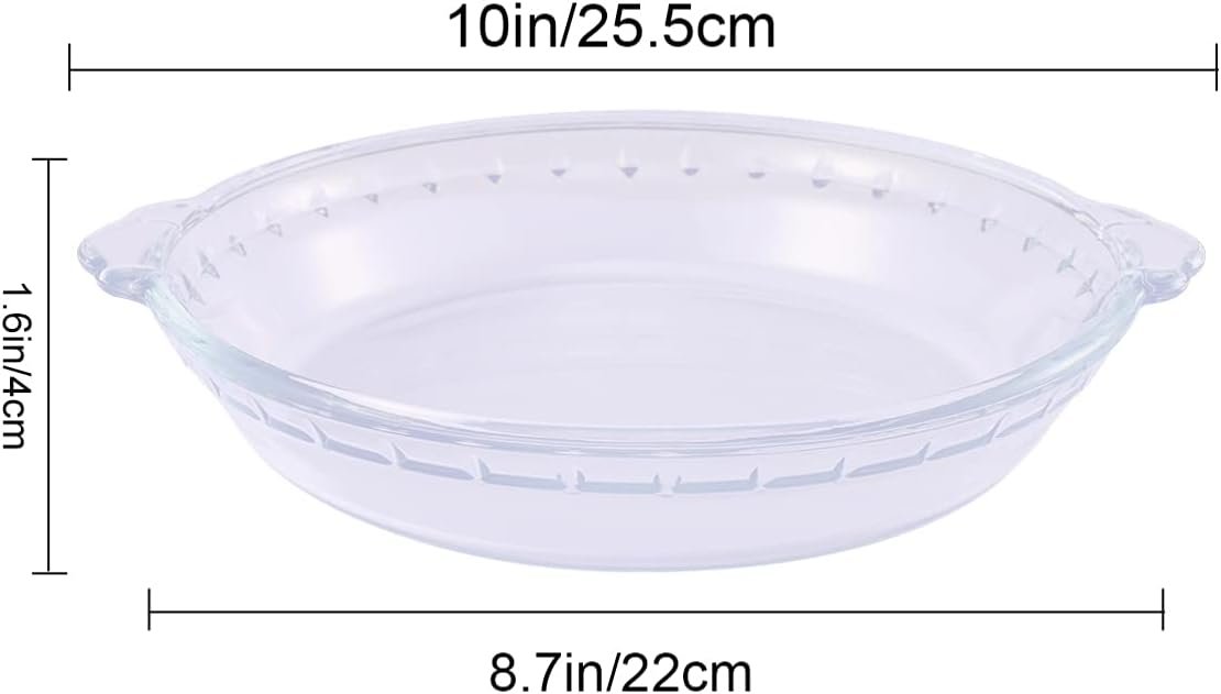 DOITOOL Glass Pie Plate 8 inch Round Deep Dish Pie Pan with Handles for Pie Baking and Cheese Cakes