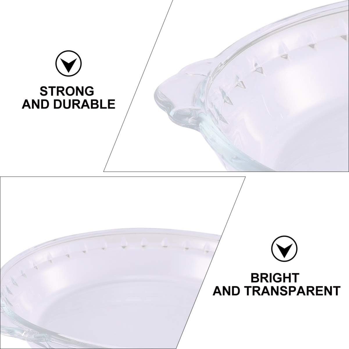 DOITOOL Glass Pie Plate 8 inch Round Deep Dish Pie Pan with Handles for Pie Baking and Cheese Cakes