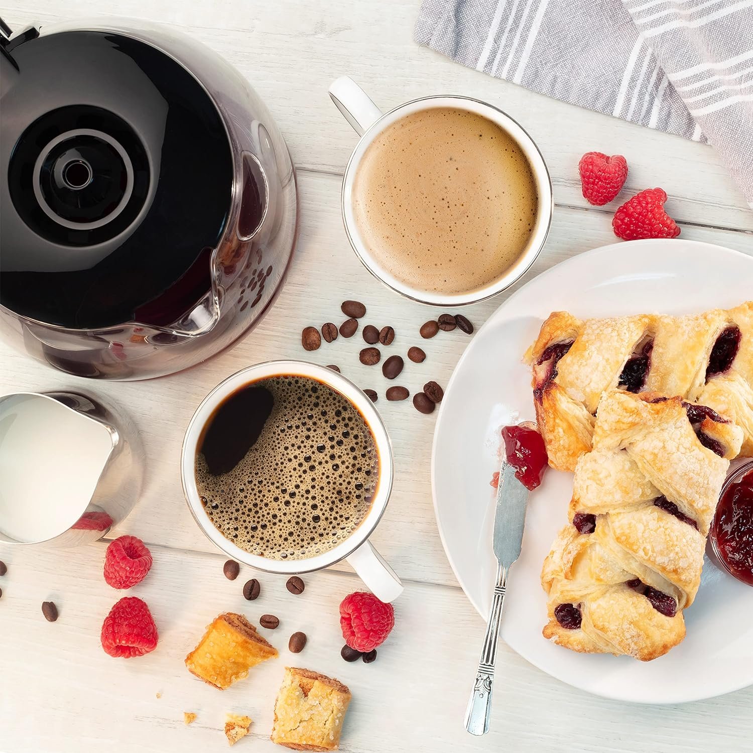 Double Coffee Brewer Station - Dual Drip Coffee Maker Brews two 12-cup Pots, Make Regular or Decaf at Once or Different Flavors, w/ Individual Heating Elements, 2 Glass Carafes, Filters  Scoopers