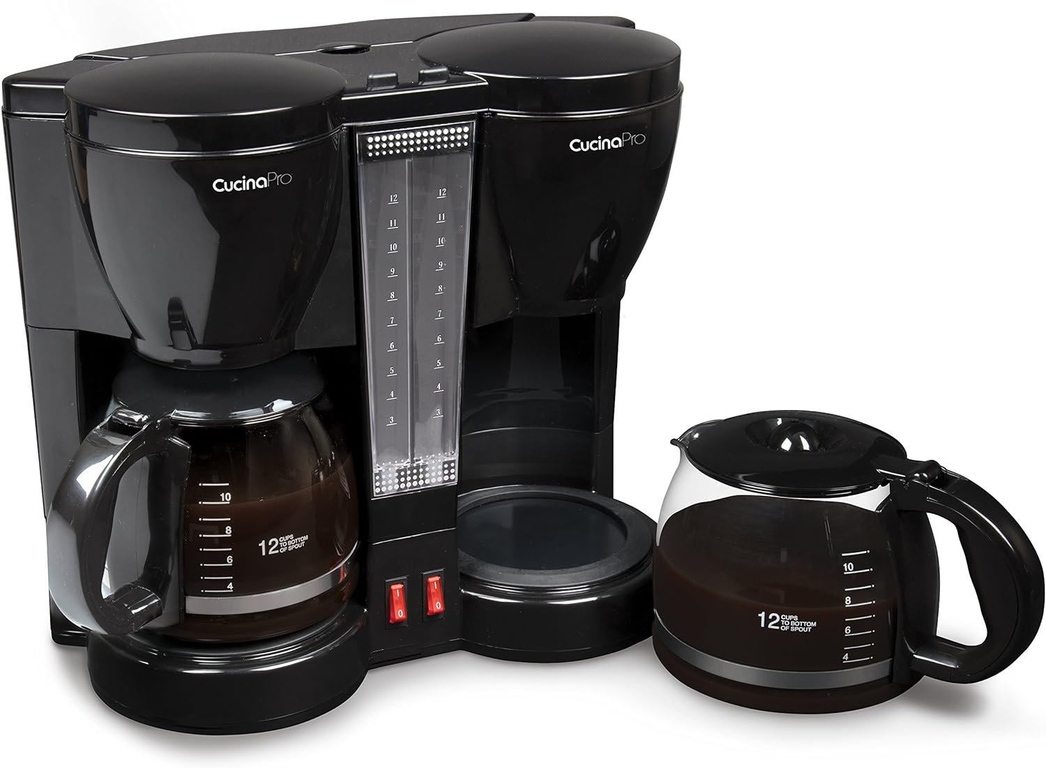 Double Coffee Brewer Station - Dual Drip Coffee Maker Brews two 12-cup Pots, Make Regular or Decaf at Once or Different Flavors, w/ Individual Heating Elements, 2 Glass Carafes, Filters  Scoopers