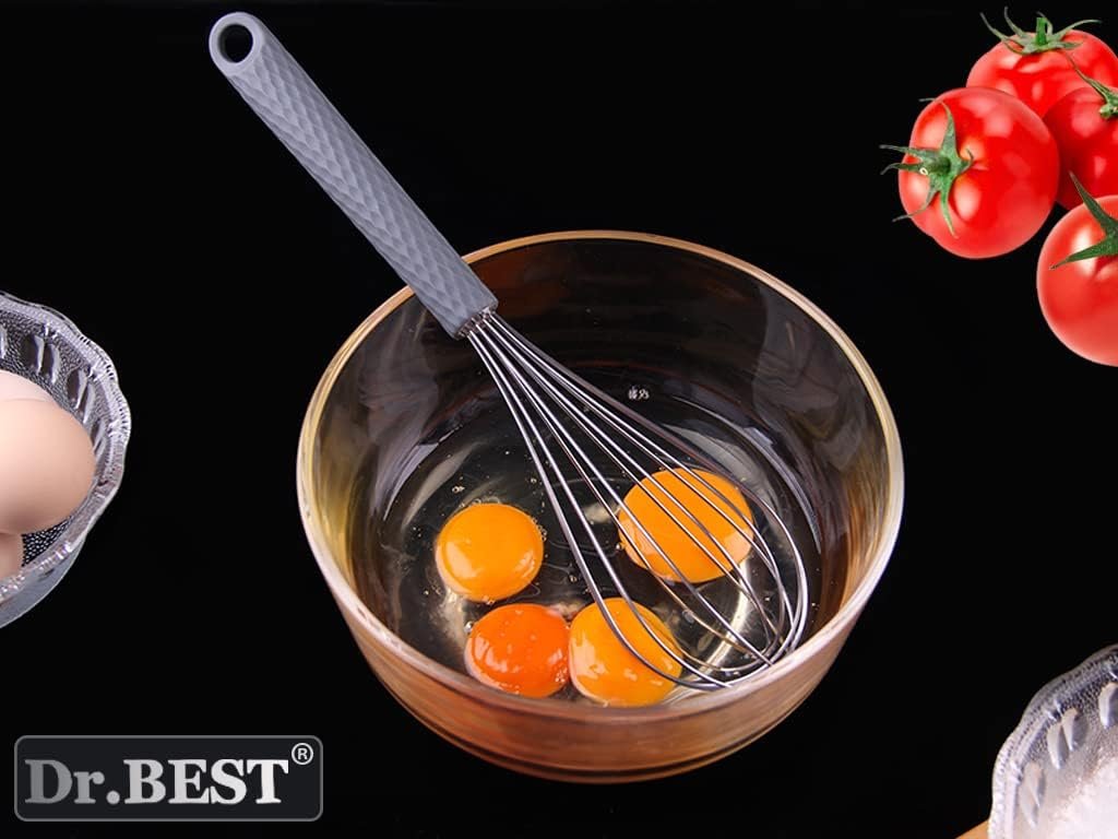 Dr.BEST Stainless Steel Whisk Egg Beater Anti-slip Silicone Handle Comfortable Grip(11 Inch/Black) Dr.BEST Stainless Steel Whisk Egg Beater Anti-slip Silicone Handle Comfortable Grip(11 Inch/Black)