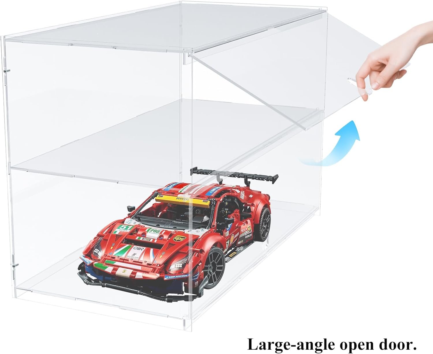DuvinDD Acrylic Display Case for Large Collectibles, 29 inch Tall Clear Acrylic Box for Bearbrick 1000% Doll Lego, Dustproof Assemble Plastic Display Box, Decorative Storage Cube with Black Base