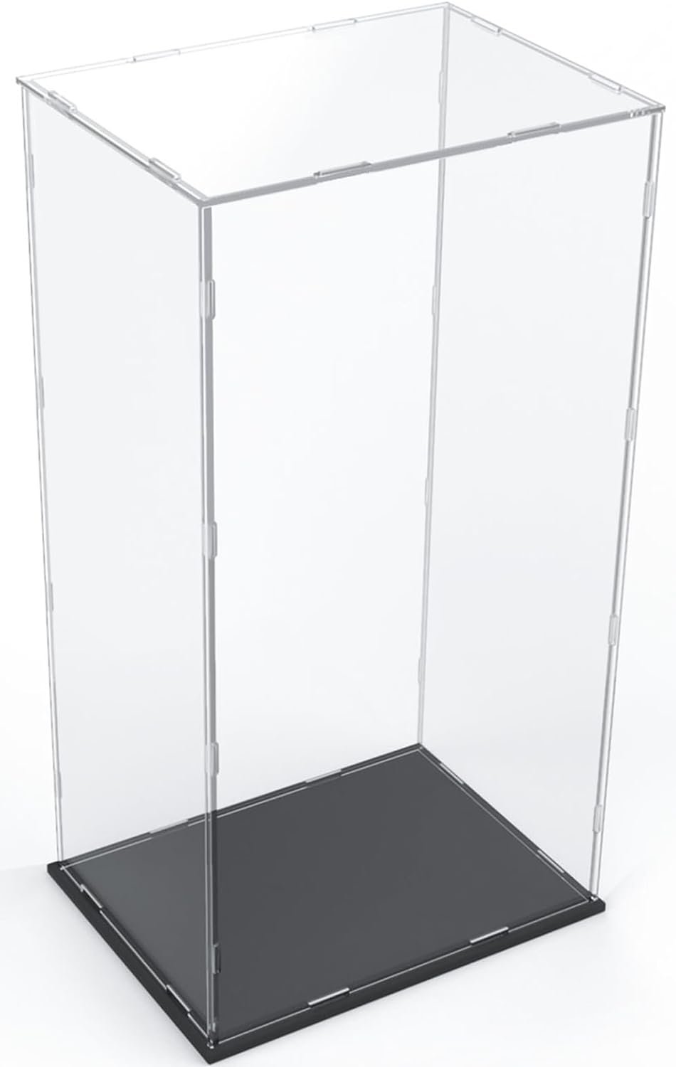 DuvinDD Acrylic Display Case for Large Collectibles, 29 inch Tall Clear Acrylic Box for Bearbrick 1000% Doll Lego, Dustproof Assemble Plastic Display Box, Decorative Storage Cube with Black Base
