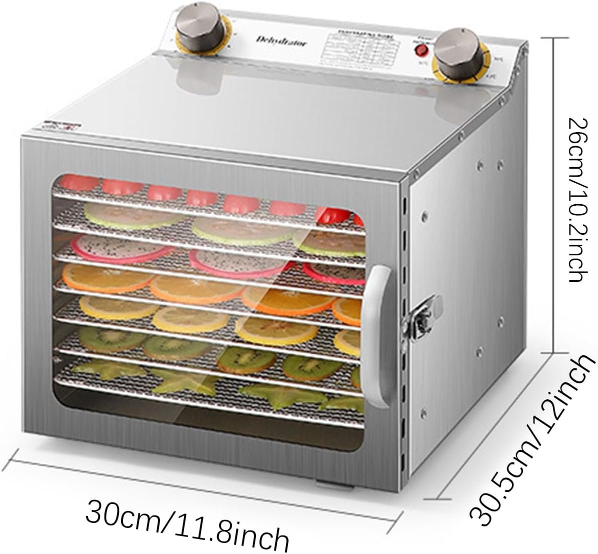 Dyeulget Food Dehydrator,Food Dehydrated Machine 8 Trays Jerky Dryer Stainless Steel - Electric Food Preserver, Energy Saving, Multifunctional, Make Vanilla, Yogurt