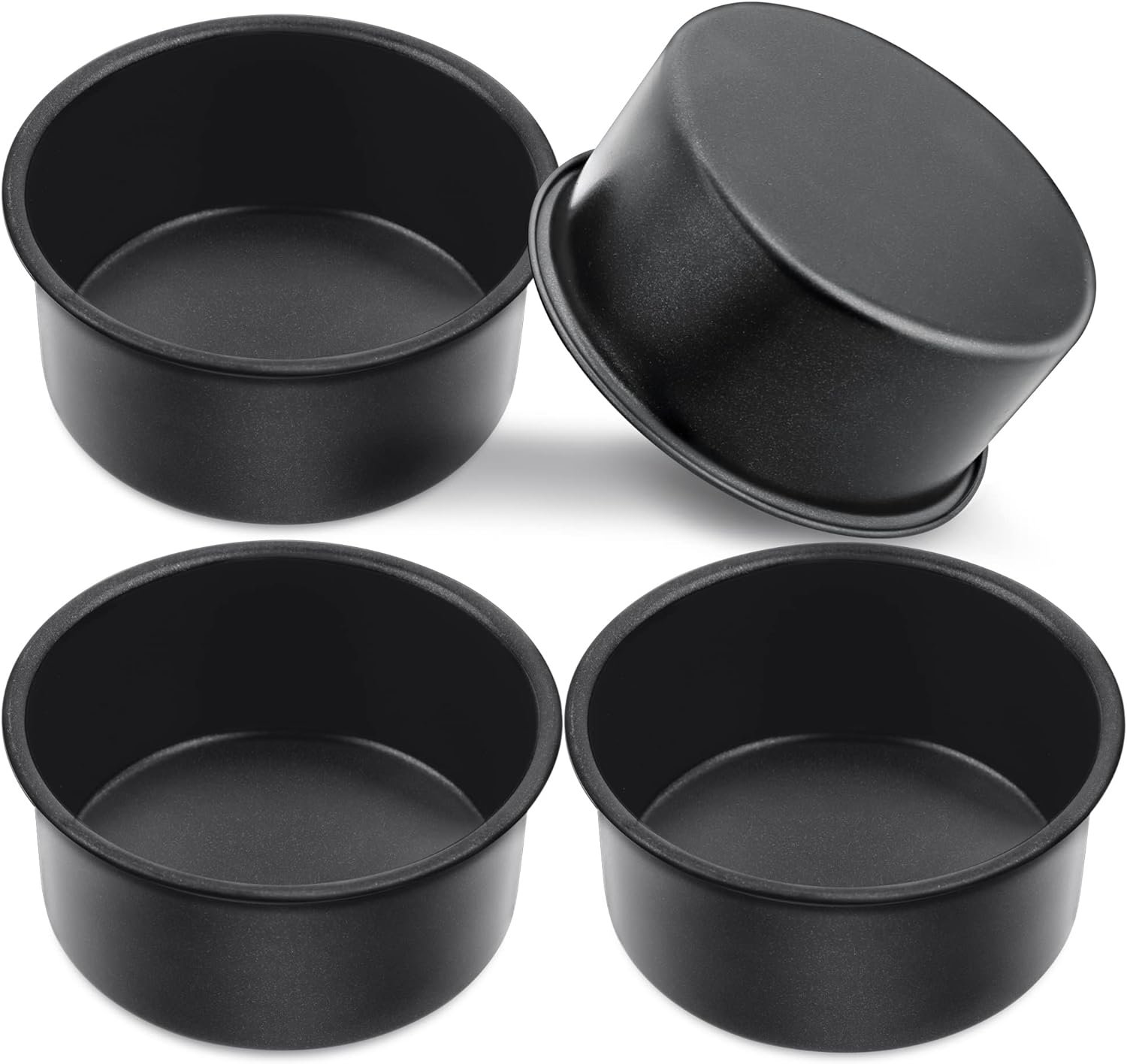 E-far 4 Inch Cake Pan, 4-Piece Nonstick Round Cake Baking Pans for Wedding, Birthday, Layer Cake, Stainless Steel Core Non-Toxic Coating, 2 Inch Deep E-far 4 Inch Cake Pan, 4-Piece Nonstick Round Cake Baking Pans for Wedding, Birthday, Layer Cake, Stainless Steel Core Non-Toxic Coating, 2 Inch Deep