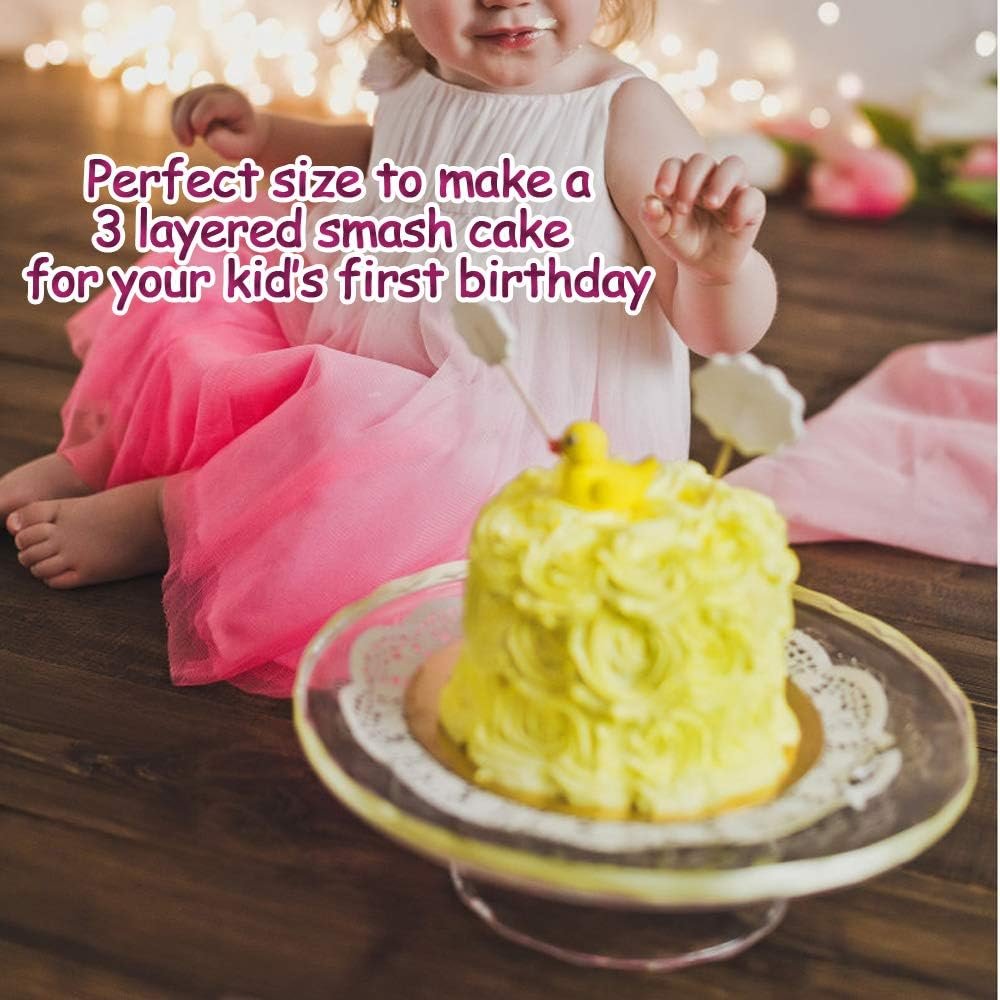 E-far 4 Inch Small Cake Pan Set of 3, Stainless Steel Mini Round Smash Cake Baking Pans, Non-Toxic  Healthy, Mirror Finish  Dishwasher Safe