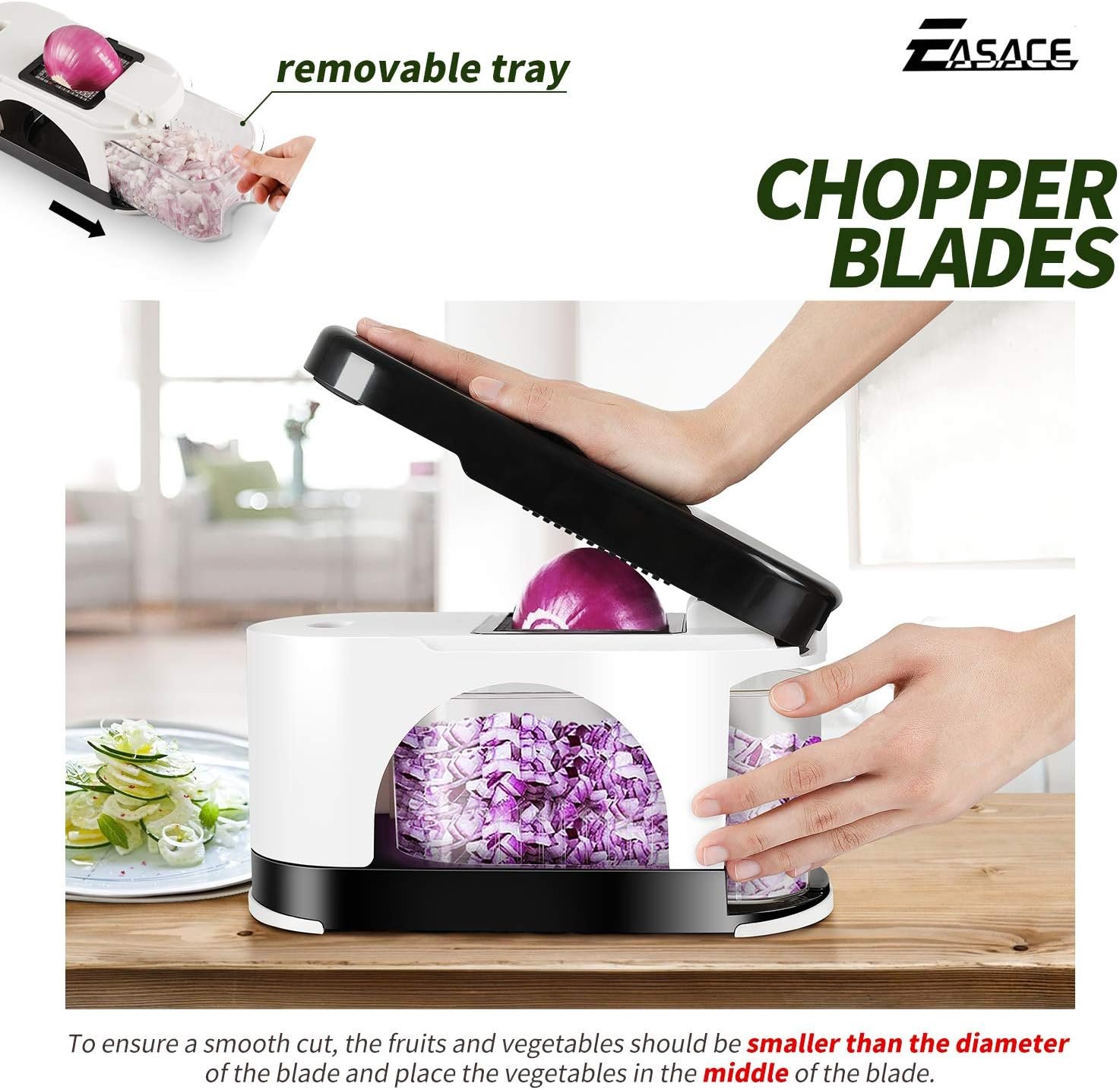 EASACE Mandoline Slicer Spiralizer Vegetable Chopper Dicer Onion Chopper with Container Pro Multi Vegetable Fruit Chopper Kitchen Peeler Cutter Slicer Dicer Cutter 5 Blades EASACE Mandoline Slicer Spiralizer Vegetable Chopper Dicer Onion Chopper with Container Pro Multi Vegetable Fruit Chopper Kitchen Peeler Cutter Slicer Dicer Cutter 5 Blades