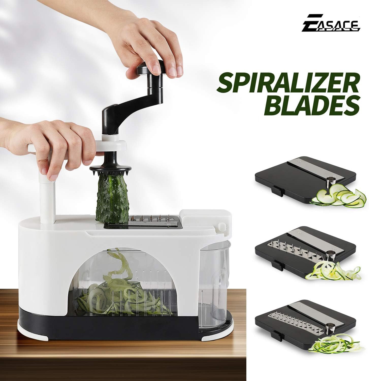 EASACE Mandoline Slicer Spiralizer Vegetable Chopper Dicer Onion Chopper with Container Pro Multi Vegetable Fruit Chopper Kitchen Peeler Cutter Slicer Dicer Cutter 5 Blades EASACE Mandoline Slicer Spiralizer Vegetable Chopper Dicer Onion Chopper with Container Pro Multi Vegetable Fruit Chopper Kitchen Peeler Cutter Slicer Dicer Cutter 5 Blades