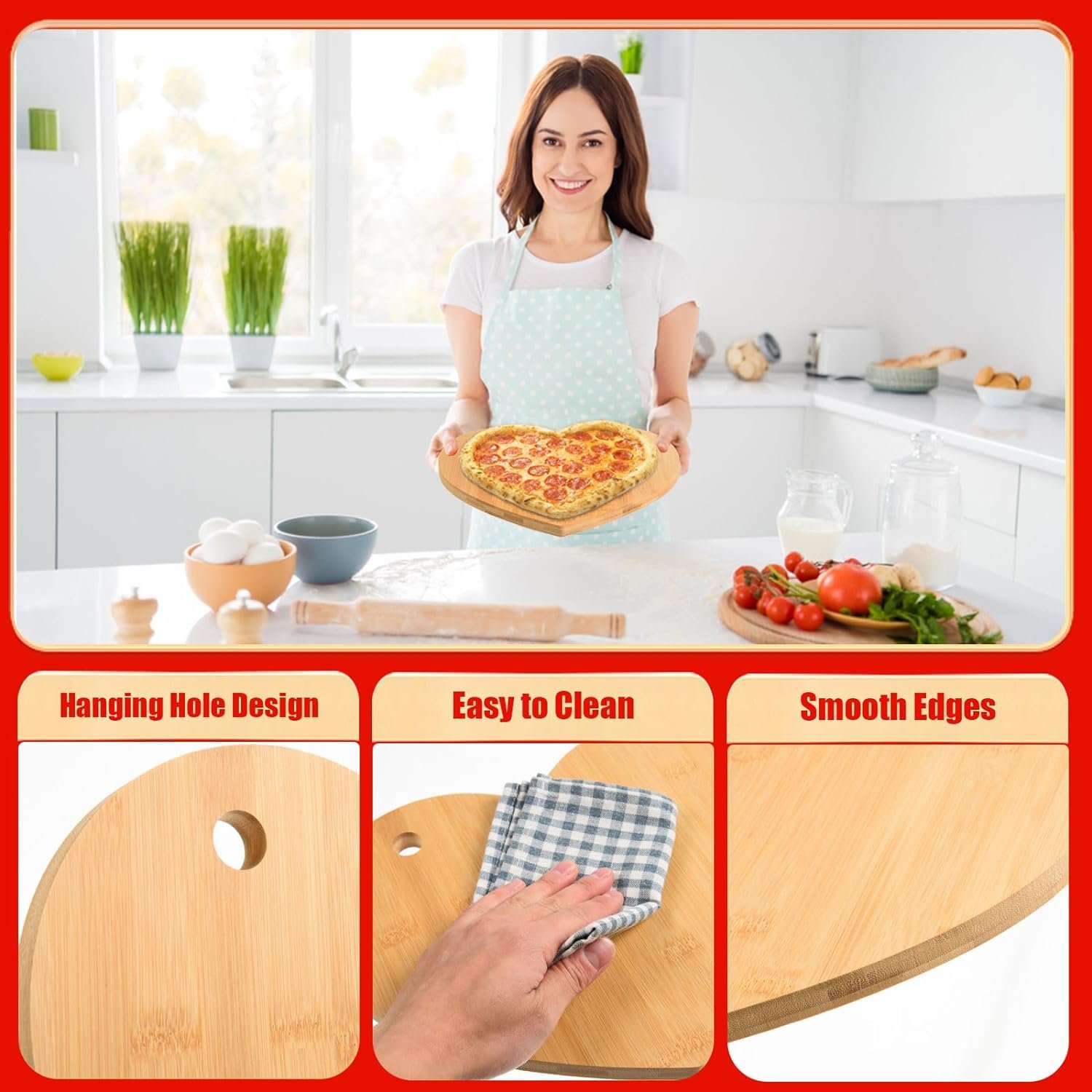 Easter Bunny Shaped Cutting Board Rabbit Bamboo Charcuterie Board Wooden Bread Cheese Serving Tray Platter Kitchen Chopping Board for Easter Spring Holiday Housewarming Gift,13.78x7.68x0.59