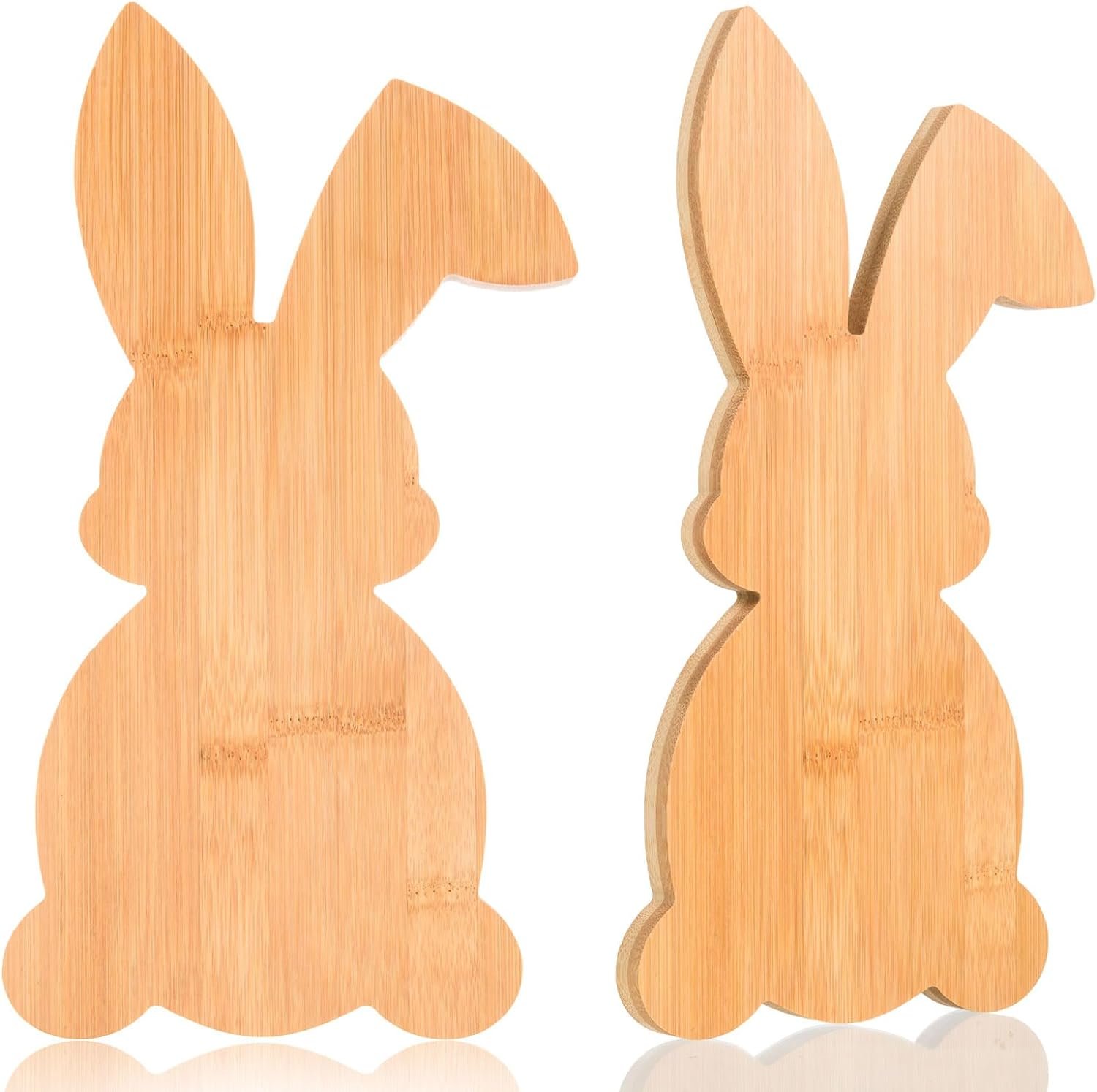 Easter Bunny Shaped Cutting Board Rabbit Bamboo Charcuterie Board Wooden Bread Cheese Serving Tray Platter Kitchen Chopping Board for Easter Spring Holiday Housewarming Gift,13.78x7.68x0.59
