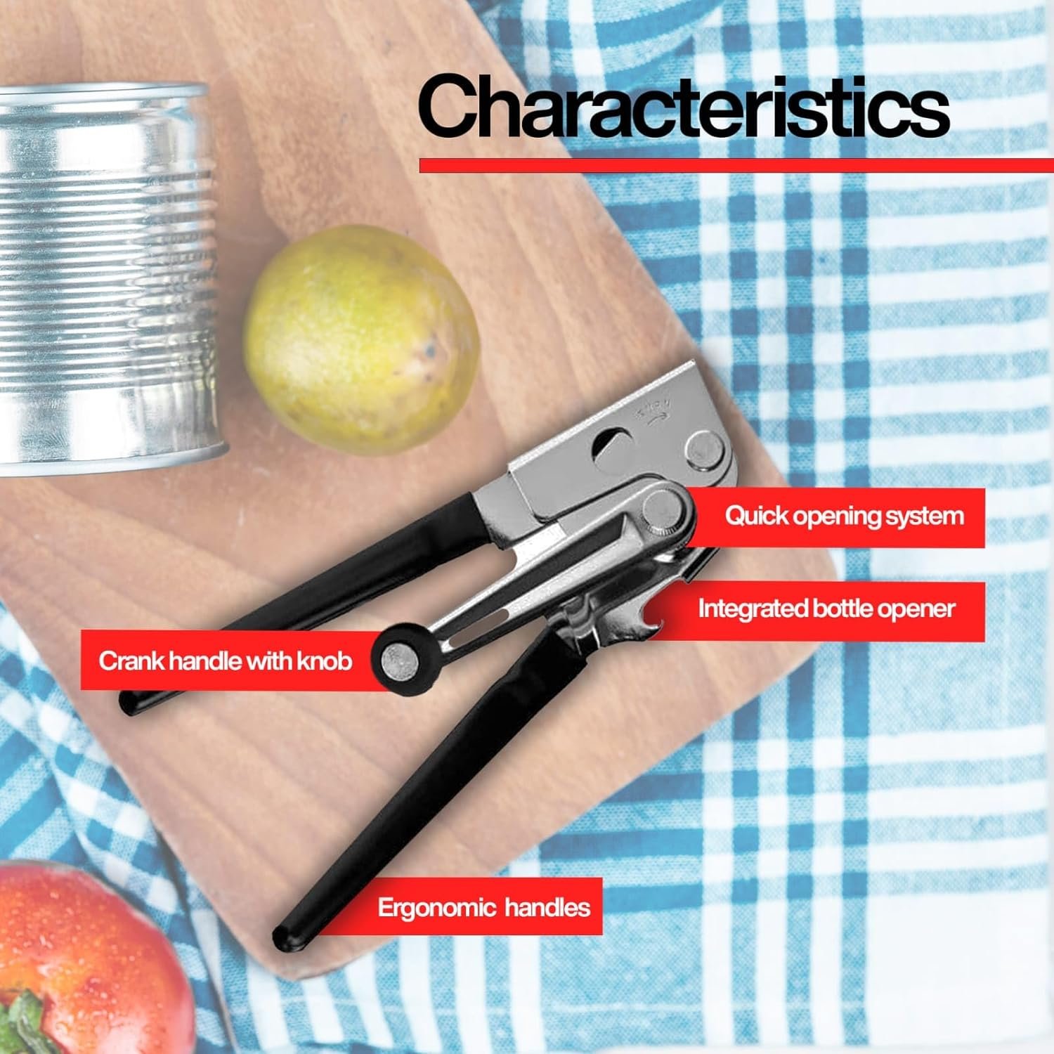 Easy Crank Can Opener Manual Smooth Edge - Swing Away Openers for Seniors Chef, Hands Heavy Duty Stainless Steel Safety Abridor de Latas, Abrelatas Commercial for Mama Kitchen