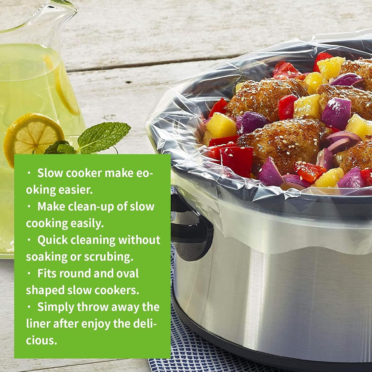 ECOOPTS Slow Cooker Liners (40 Liners), 13 × 21 Pot Liners Fit 3-8 Quarts, Disposable Cooking Bags Suitable for Oval  Round Pot, BPA Free (13 × 21)