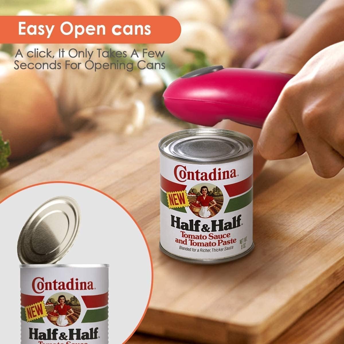 Electric Can Opener : Automatic Can Opener with Smooth Edge Operation for Seniors, Battery Powered, Can Opener Electric for Seniors with Arthritis, Kids, Cooks, Suitable for Almost All Can Sizes