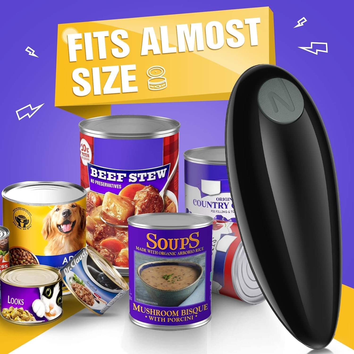 Electric Can Opener, Hands Free and Safety Electric Can Opener Smooth Edge with Linkage and Reversal Design for Seniors with Arthritis