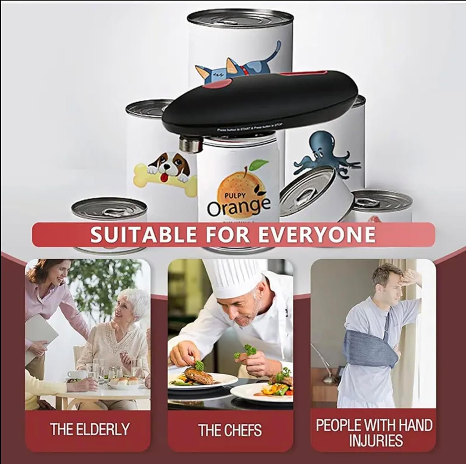 Electric Can Opener: Opens Almost Any Cans with a Press of Button- Automatic, Hands Free, Food Safe, Smooth Edges, Battery Operated, Best Kitchen Essential Electric Can Opener: Opens Almost Any Cans with a Press of Button- Automatic, Hands Free, Food Safe, Smooth Edges, Battery Operated, Best Kitchen Essential