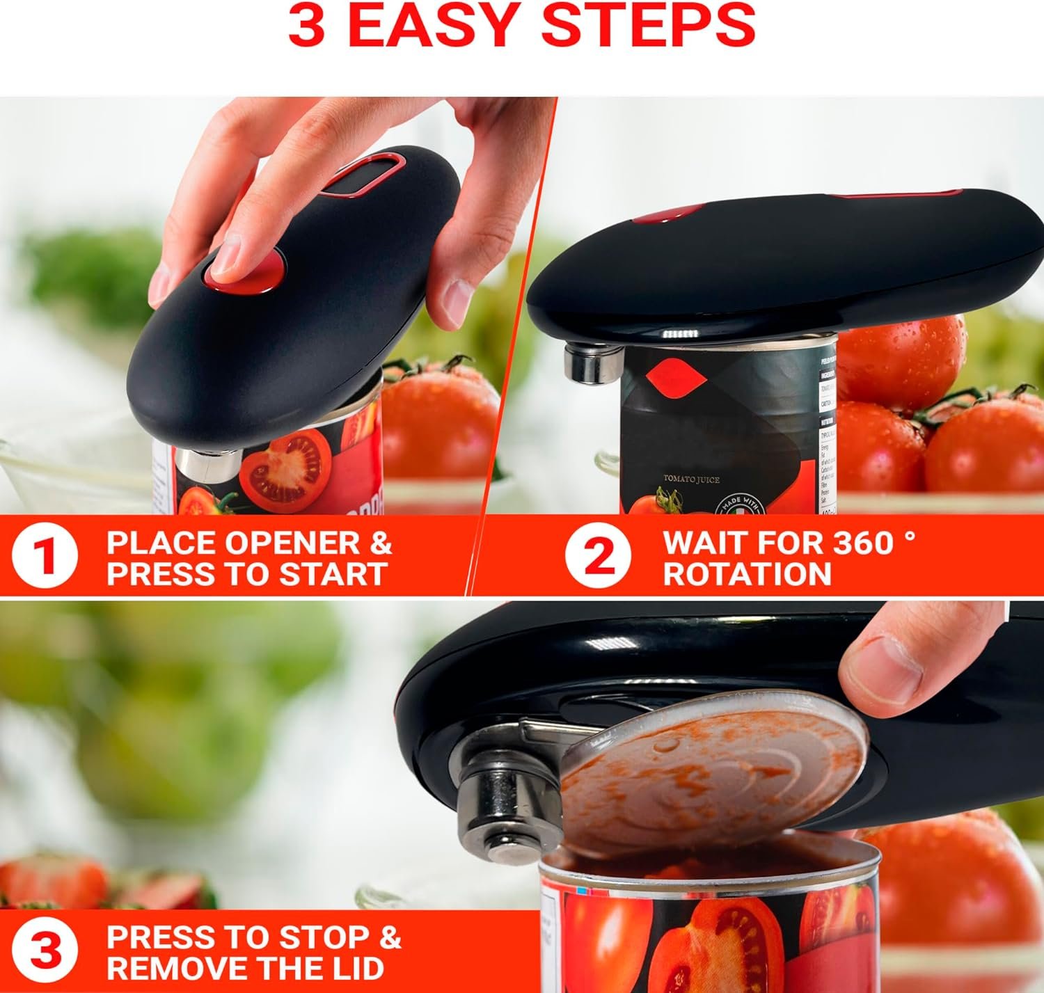Electric Can Opener: Opens Almost Any Cans with a Press of Button- Automatic, Hands Free, Food Safe, Smooth Edges, Battery Operated, Best Kitchen Essential Electric Can Opener: Opens Almost Any Cans with a Press of Button- Automatic, Hands Free, Food Safe, Smooth Edges, Battery Operated, Best Kitchen Essential