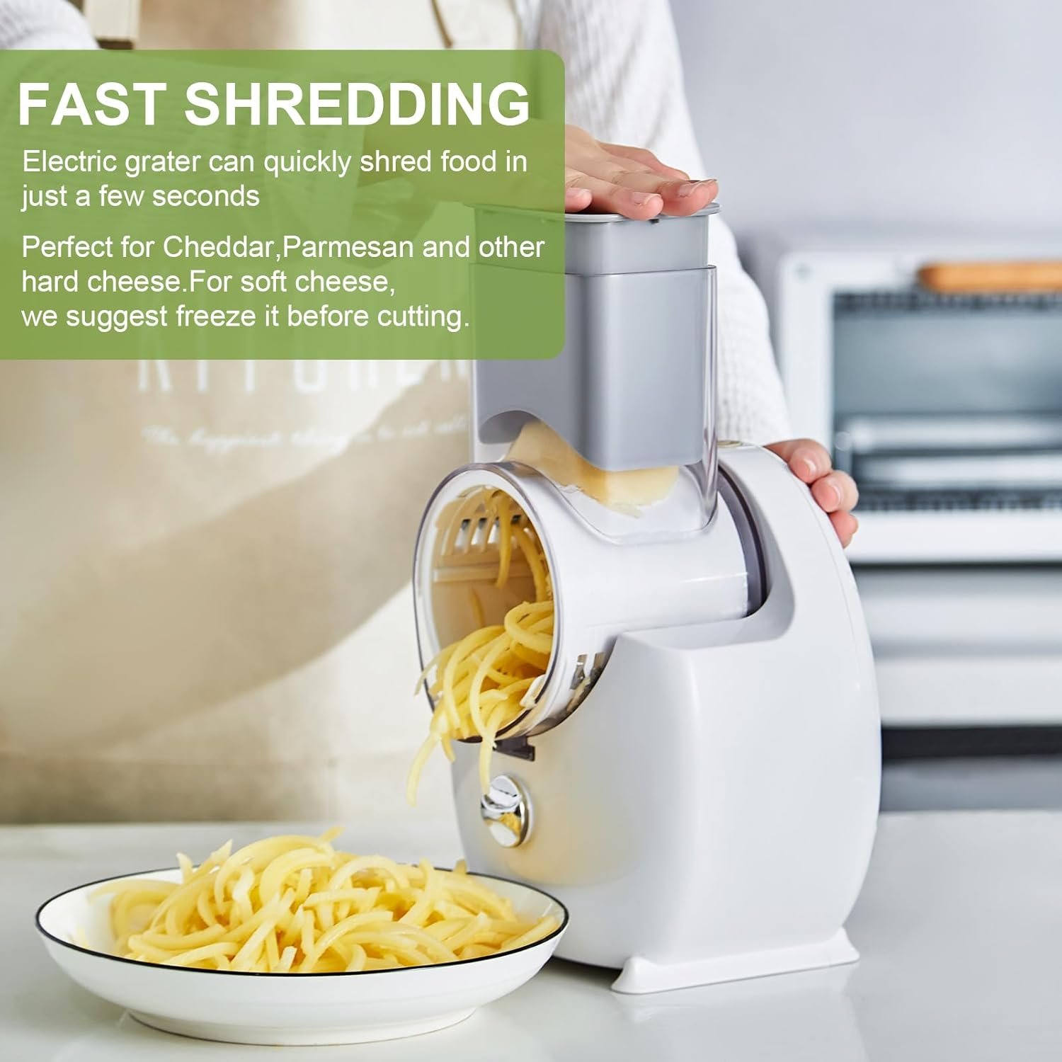 Electric Cheese Grater, Detachable Electric Salad Maker for Home Kitchen Use, Electric Cheese Grater for Block Cheese for Vegetables, Cheeses and Nuts Electric Cheese Grater, Detachable Electric Salad Maker for Home Kitchen Use, Electric Cheese Grater for Block Cheese for Vegetables, Cheeses and Nuts