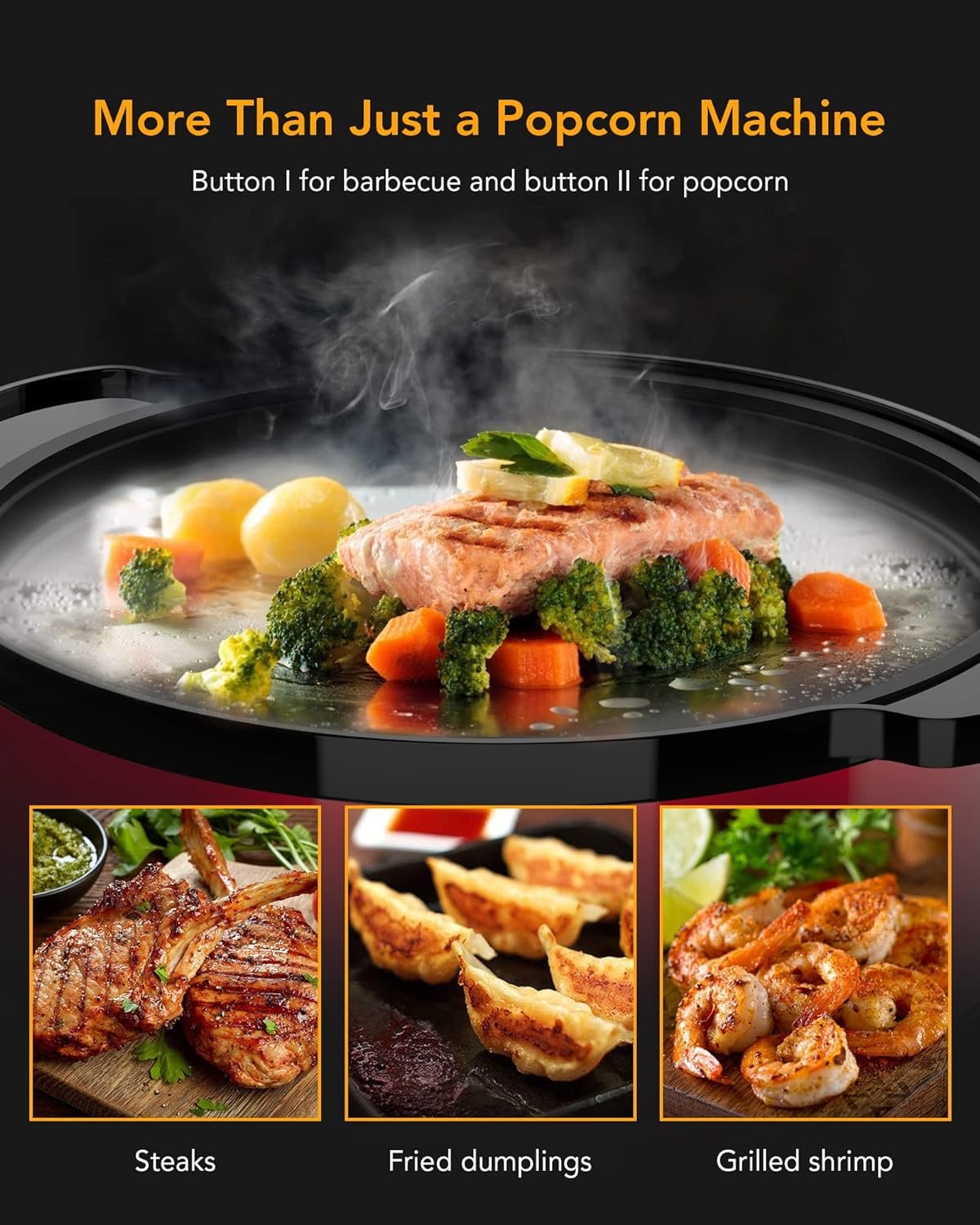 Electric Hot-oil Popcorn Popper Maker - Stir Crazy Popcorn Machine with Nonstick Plate  Stirring Rod, Large Lid for Serving Bowl and Two Measuring Spoons, 16-Cup for Home Christmas Party Kids