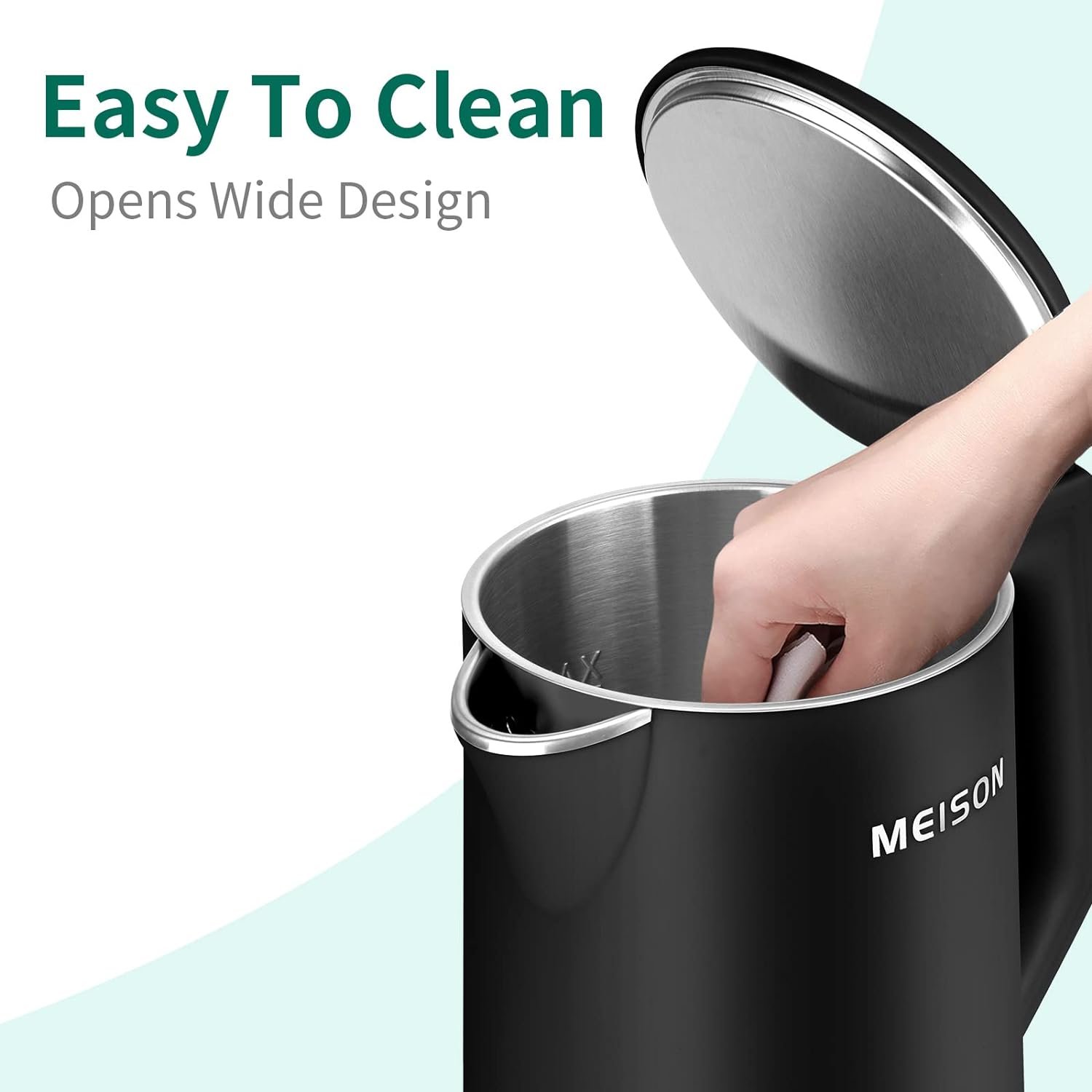 Electric Kettle, 1.7 L Double Wall Food Grade Stainless Steel Interior Water Boiler, Coffee Pot Tea Kettle, Auto Shut-Off and Boil-Dry Protection, 1200W, 2 Year Warranty(Black) Electric Kettle, 1.7 L Double Wall Food Grade Stainless Steel Interior Water Boiler, Coffee Pot Tea Kettle, Auto Shut-Off and Boil-Dry Protection, 1200W, 2 Year Warranty(Black)