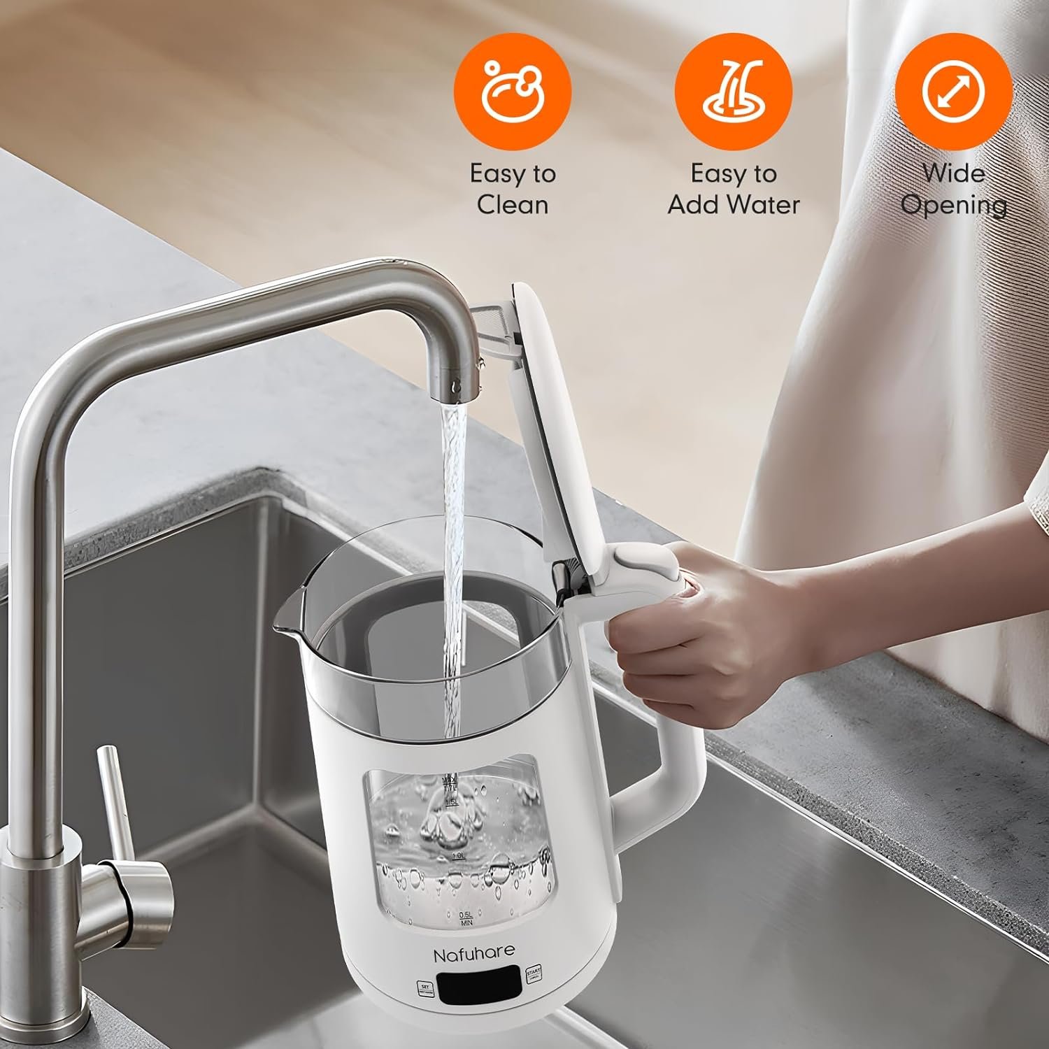 Electric Kettle, Nafuhare Glass Kettle Temperature Control with 5 Colors LED Lights Variable, Digital Screen Display, Keep Warm, Fast Boiling Electric Kettle, Stainless Steel Bottom, 1.7L Electric Kettle, Nafuhare Glass Kettle Temperature Control with 5 Colors LED Lights Variable, Digital Screen Display, Keep Warm, Fast Boiling Electric Kettle, Stainless Steel Bottom, 1.7L