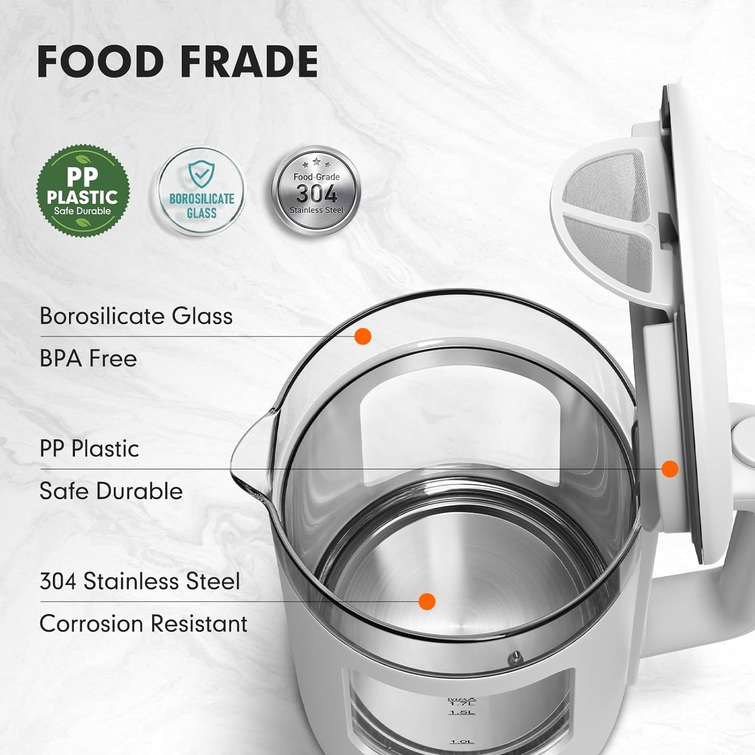 Electric Kettle, Nafuhare Glass Kettle Temperature Control with 5 Colors LED Lights Variable, Digital Screen Display, Keep Warm, Fast Boiling Electric Kettle, Stainless Steel Bottom, 1.7L Electric Kettle, Nafuhare Glass Kettle Temperature Control with 5 Colors LED Lights Variable, Digital Screen Display, Keep Warm, Fast Boiling Electric Kettle, Stainless Steel Bottom, 1.7L