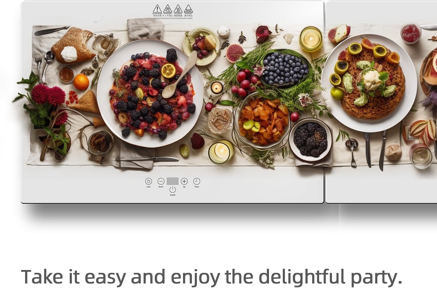 Electric Server Warming Tray,Food Warmer for Parties,9 Adjustable Temperature Control,6 Hours Timer,Ultra Slim Warming Tray,for Buffets,Restaurants,House Parties, Party (23.6 x 15.7)