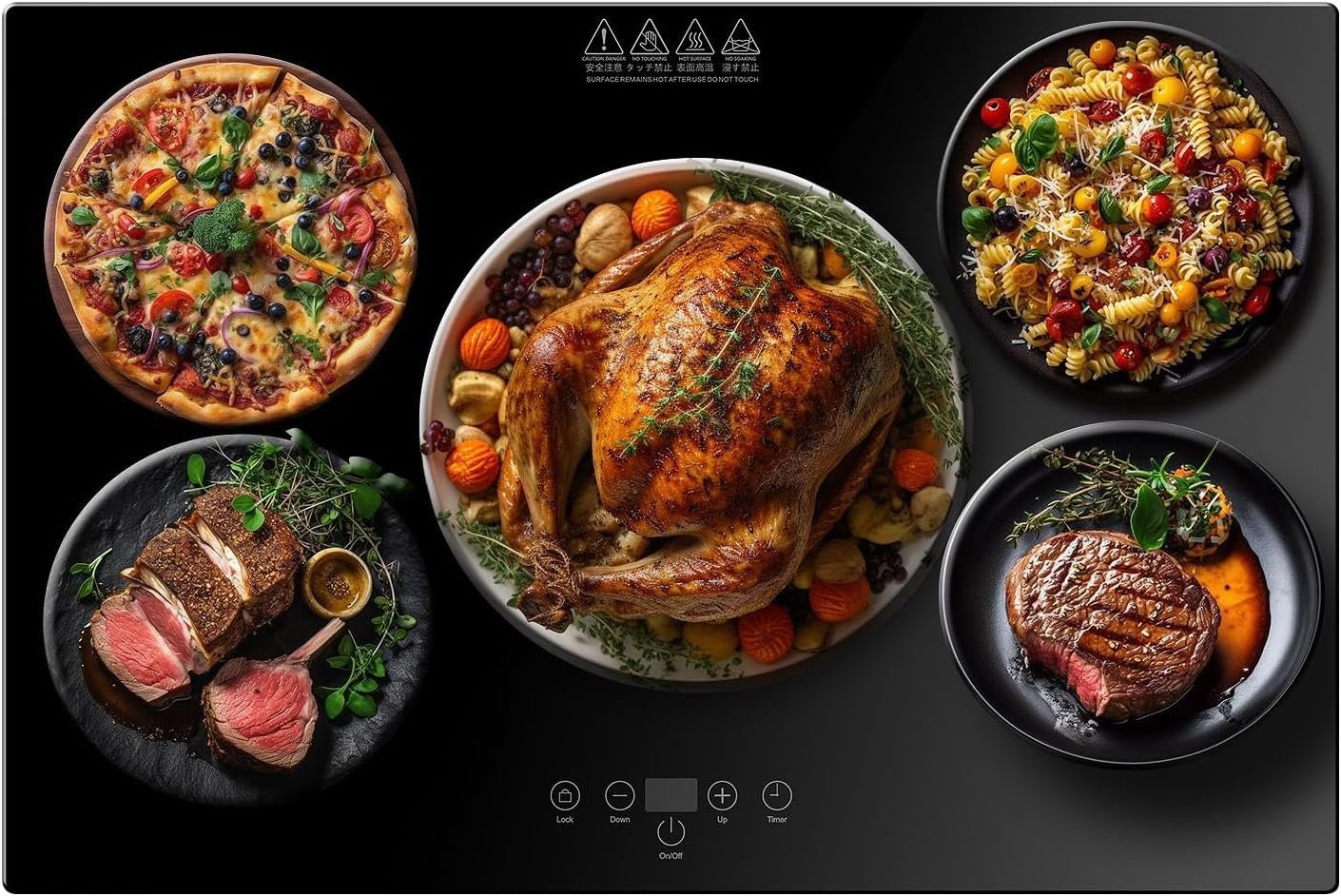 Electric Server Warming Tray,Food Warmer for Parties,9 Adjustable Temperature Control,6 Hours Timer,Ultra Slim Warming Tray,for Buffets,Restaurants,House Parties, Party (23.6 x 15.7)