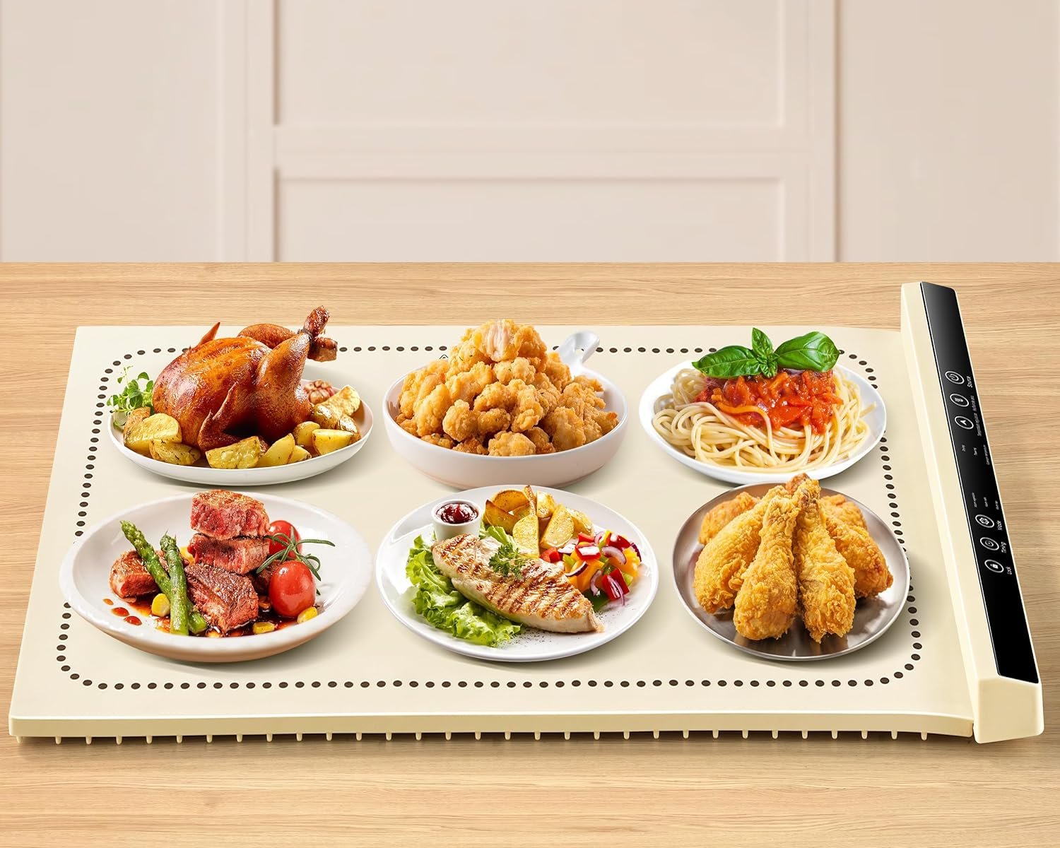 Electric Warming Tray (Large 24.4”x16.14”), Foldable，Portable Silicone Warming Mat for Food - Hot Plates to Keep Food Warmer for Parties Buffets, Restaurants, House Parties, Events and Dinners,White