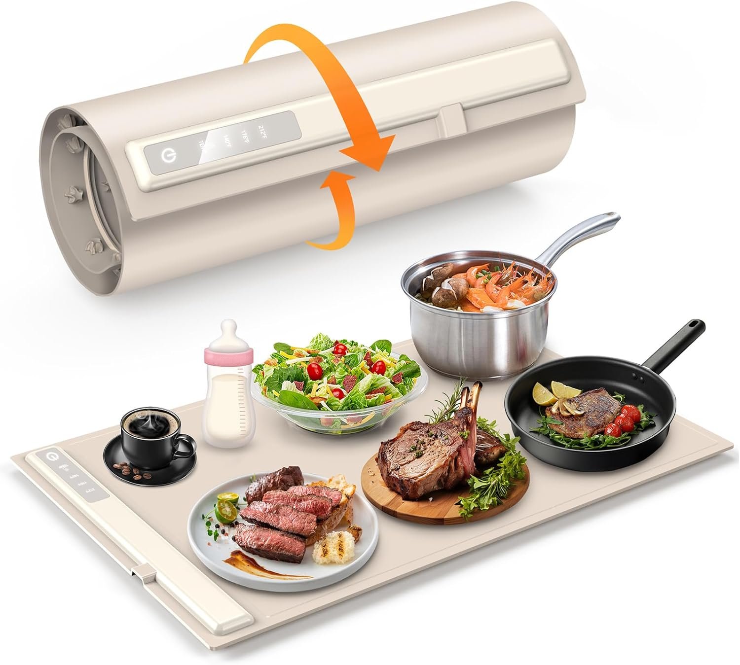 Electric Warming Tray with Adjustable Temperature, 2024 New Portable Electric Warming Tray Silicone, Foldable Food Warmer Fast Heating for Home Buffets Restaurants (Cream) Electric Warming Tray with Adjustable Temperature, 2024 New Portable Electric Warming Tray Silicone, Foldable Food Warmer Fast Heating for Home Buffets Restaurants (Cream)