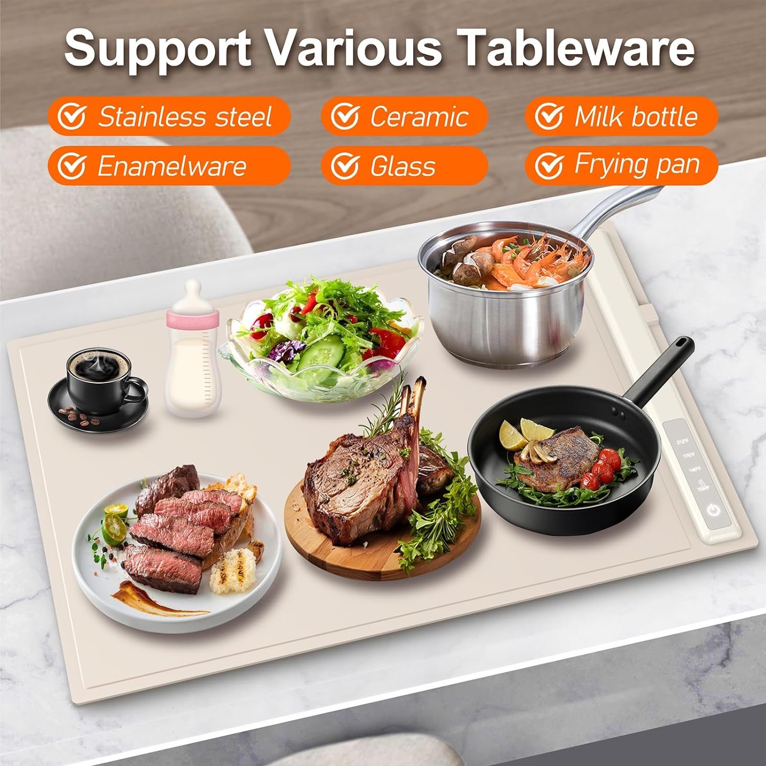 Electric Warming Tray with Adjustable Temperature, 2024 New Portable Electric Warming Tray Silicone, Foldable Food Warmer Fast Heating for Home Buffets Restaurants (Cream) Electric Warming Tray with Adjustable Temperature, 2024 New Portable Electric Warming Tray Silicone, Foldable Food Warmer Fast Heating for Home Buffets Restaurants (Cream)