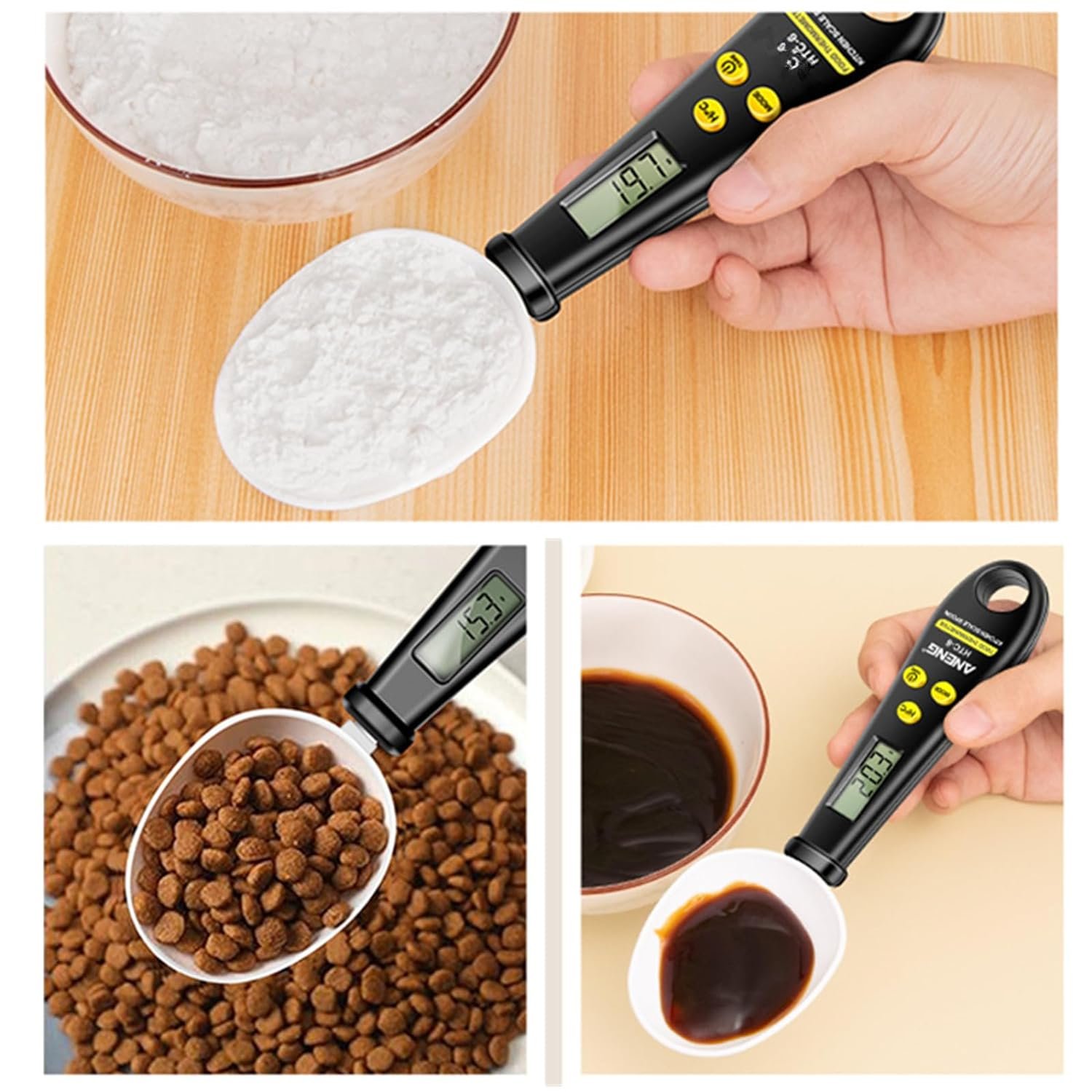 Electronic Measuring Spoon  Digital Meat Thermometer 2 in 1, Instant Read Adjustable Digital Spoon Scale Weigh up 1-500g for Coffee Power,Flour,Baking,Kitchen Frying, Grilling