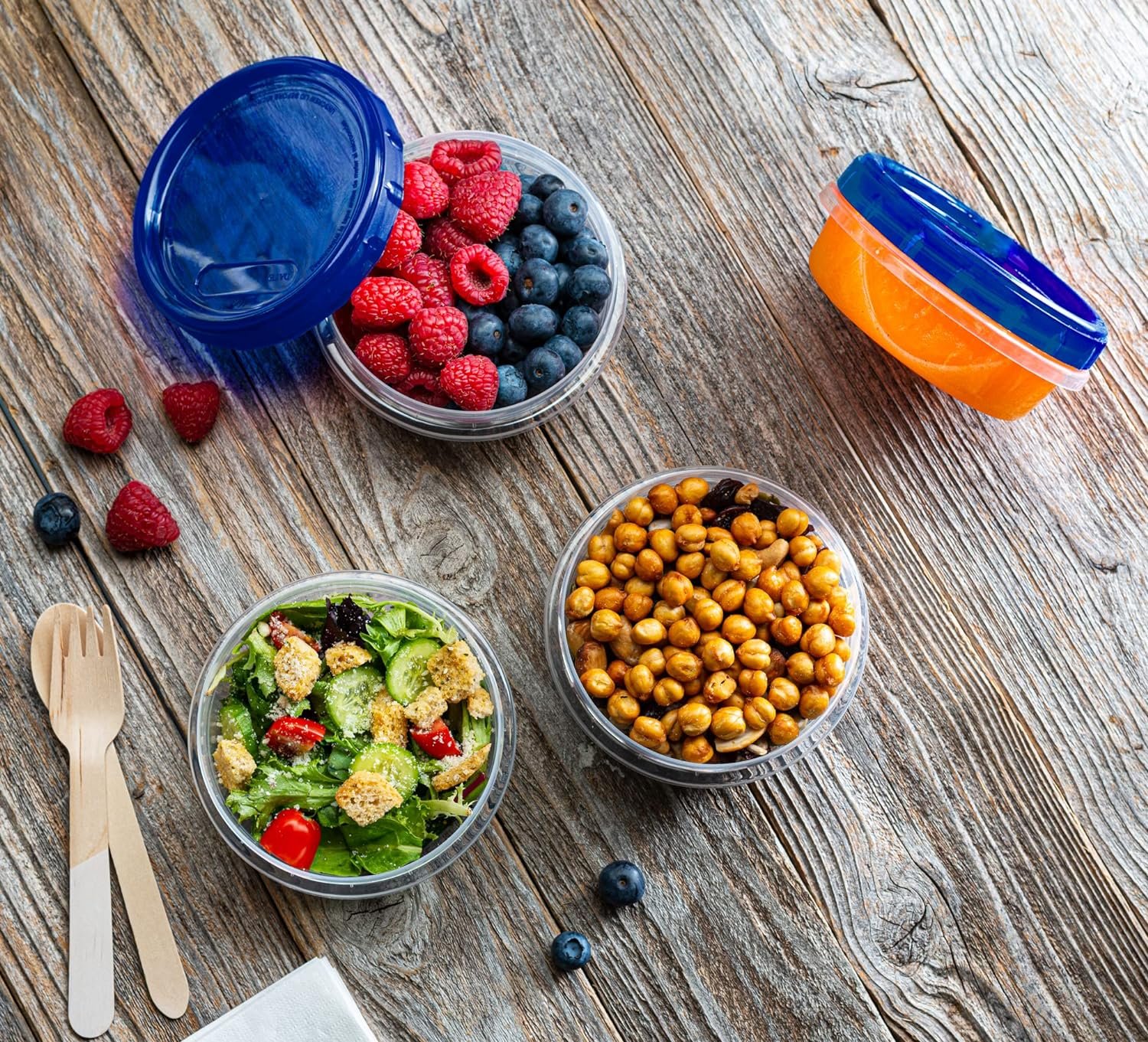 Elegant Disposables Twist Top Deli Containers Food Storage Containers Blue Screw on Lid Reusable Stackable Leakproof Airtight, pack of 10-16 oz containers Elegant Disposables Twist Top Deli Containers Food Storage Containers Blue Screw on Lid Reusable Stackable Leakproof Airtight, pack of 10-16 oz containers