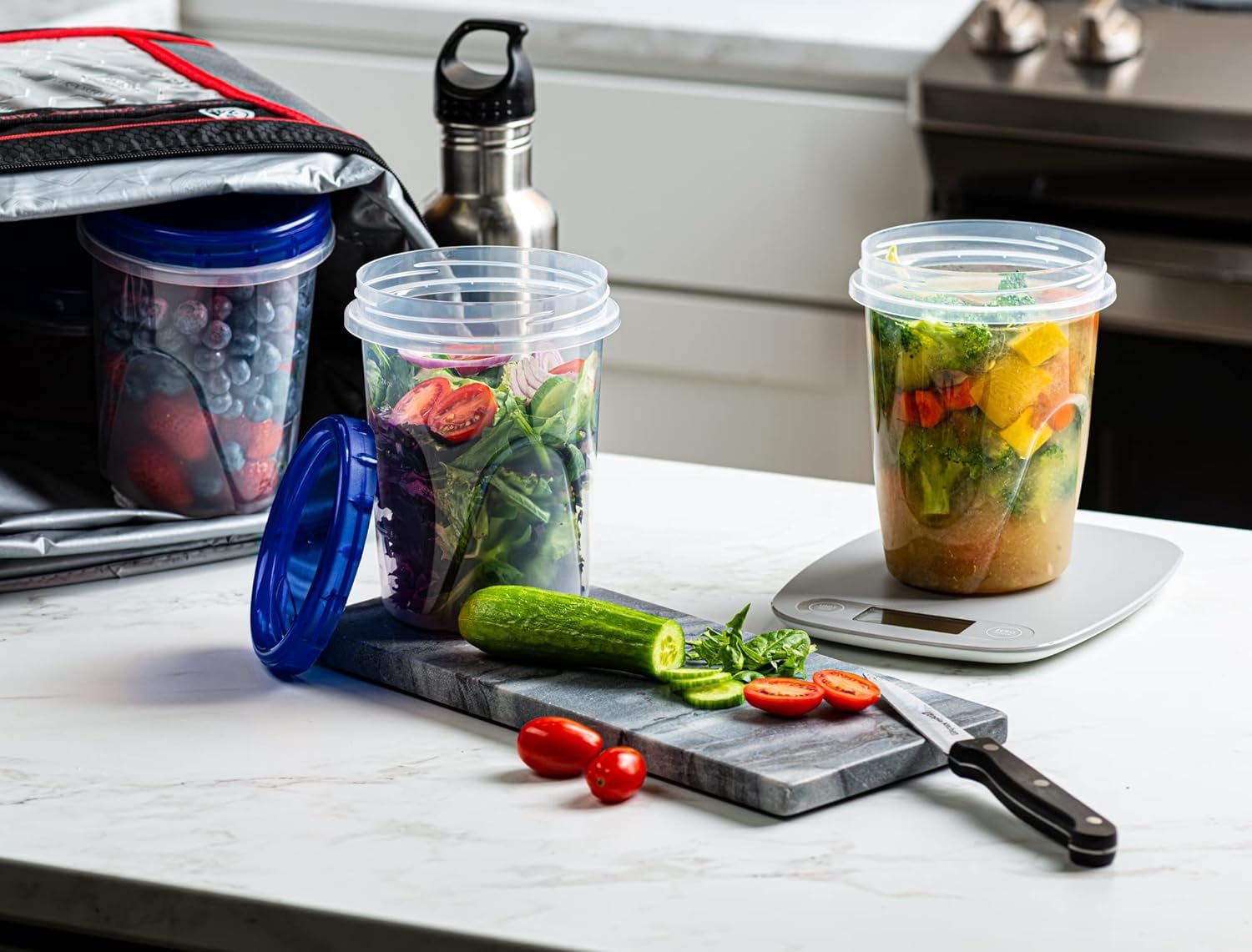 Elegant Disposables Twist Top Deli Containers Food Storage Containers Blue Screw on Lid Reusable Stackable Leakproof Airtight, pack of 10-16 oz containers Elegant Disposables Twist Top Deli Containers Food Storage Containers Blue Screw on Lid Reusable Stackable Leakproof Airtight, pack of 10-16 oz containers