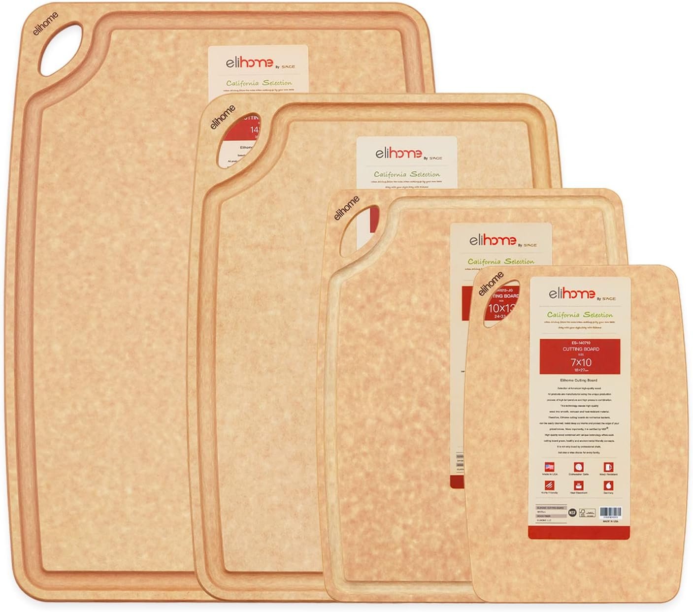 Elihome Classic Series 4-in-1 Cutting Board Set for Kitchen, Natural Wood Fiber Composite, Dishwasher Safe, Eco-Friendly, Juice Grooves with Easy Grip Handles,Non Porous, BPA Free, Made in USA Elihome Classic Series 4-in-1 Cutting Board Set for Kitchen, Natural Wood Fiber Composite, Dishwasher Safe, Eco-Friendly, Juice Grooves with Easy Grip Handles,Non Porous, BPA Free, Made in USA