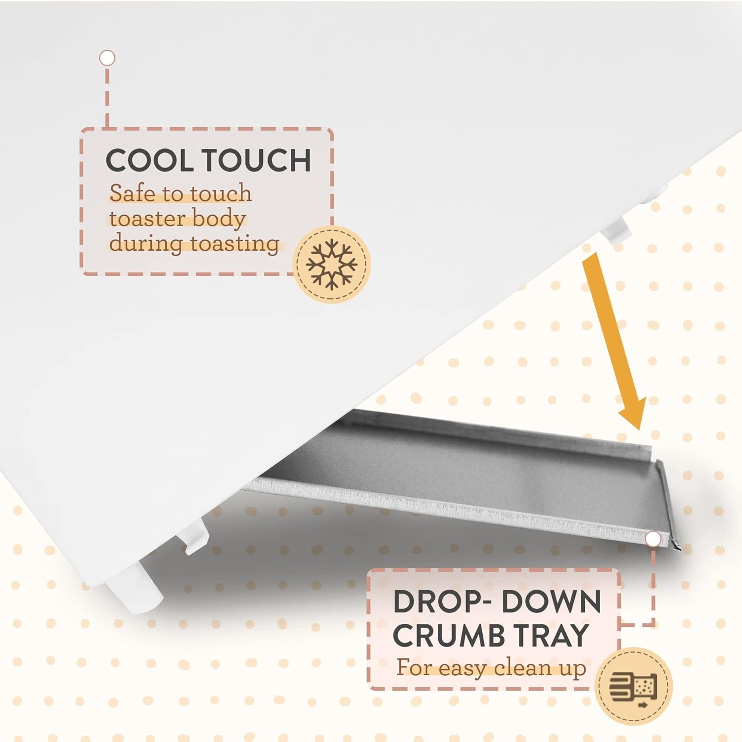 Elite Gourmet ECT-1027# Cool Touch Toaster, 7 Toast Settings Cancel Functions, Slide Out Crumb Tray, Extra Wide 1.5 Slots for Bagels Waffles Specialty Breads, Puff Pastry, Snacks, White