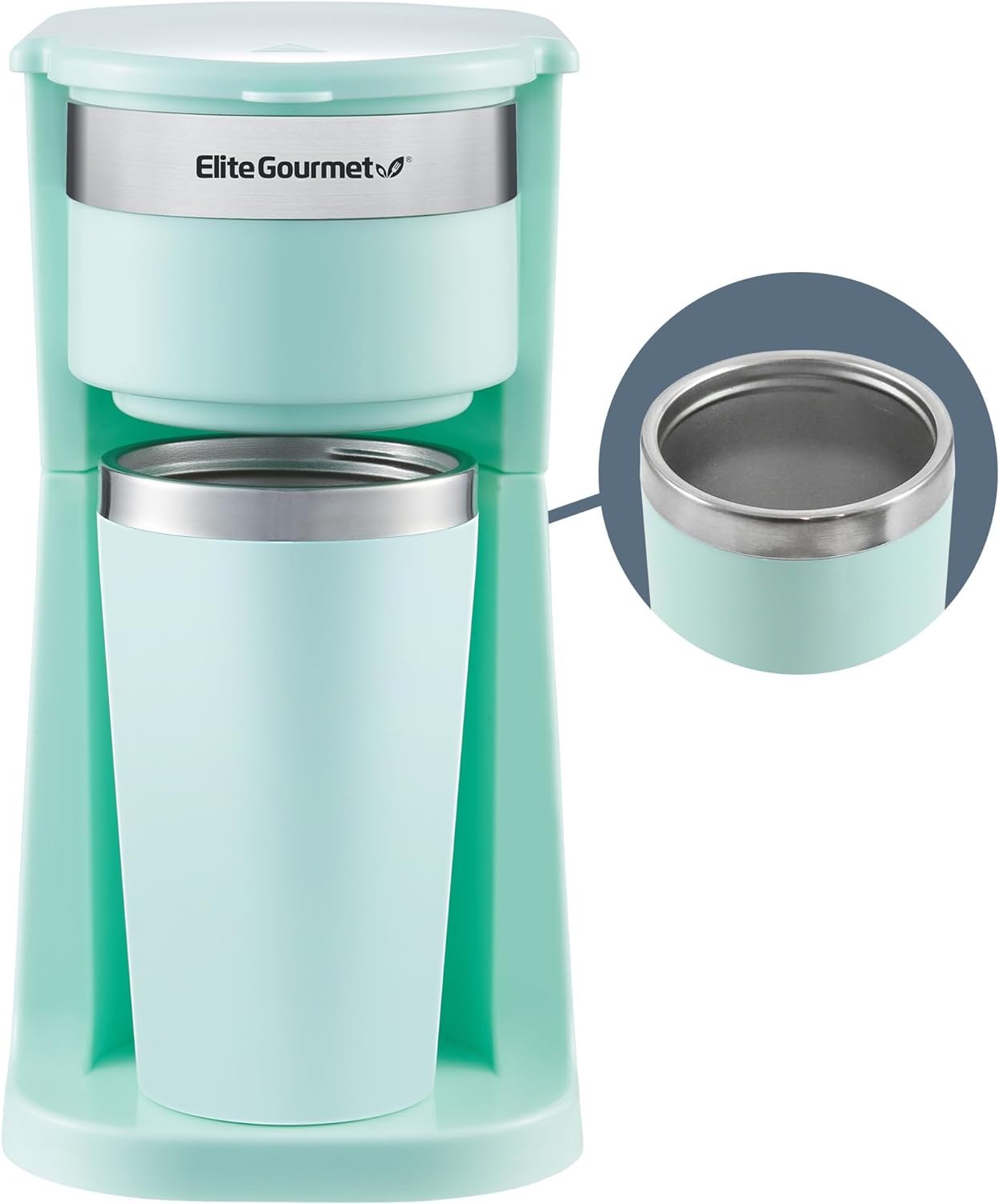 elite-gourmet-ehc117m-personal-single-serve-compact-coffee-maker-brewer-includes-14oz-thermal-travel-mug-with-stainless- - Cooking Appliance World