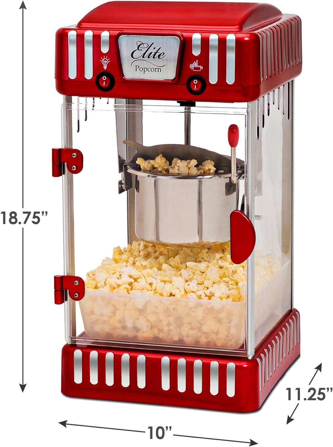 Elite Gourmet EPM-250# Electric Tabletop Popcorn Kettle Maker, Retro Carnival, Warming Light (2.5Oz, Red) Elite Gourmet EPM-250# Electric Tabletop Popcorn Kettle Maker, Retro Carnival, Warming Light (2.5Oz, Red)