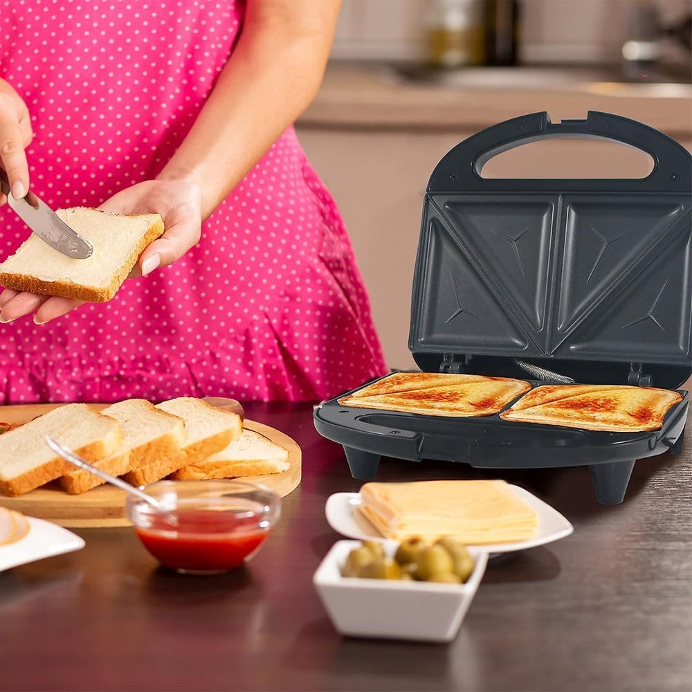 Elite Gourmet ESM2207 Maxi-Matic Sandwich Panini Maker Grilled Cheese Machine Tuna Melt Omelets Non-Stick Surface, 2 Slice, Black