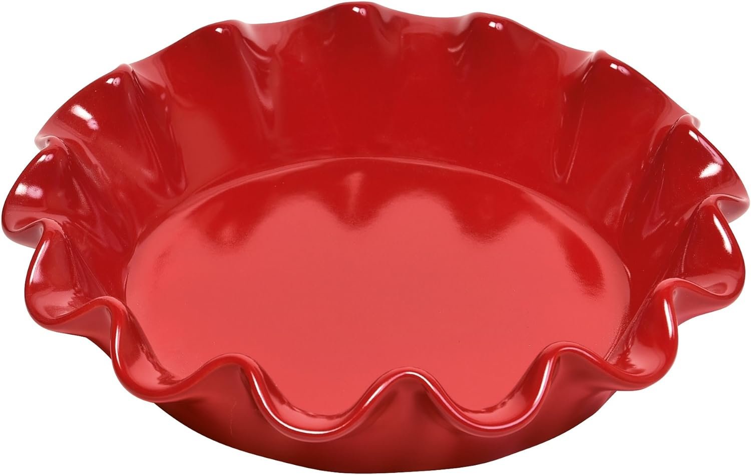 Emile Henry Made in France Ruffled Pie Dish 10.5 X2.5, 10.5 by 2.5, Burgundy Red