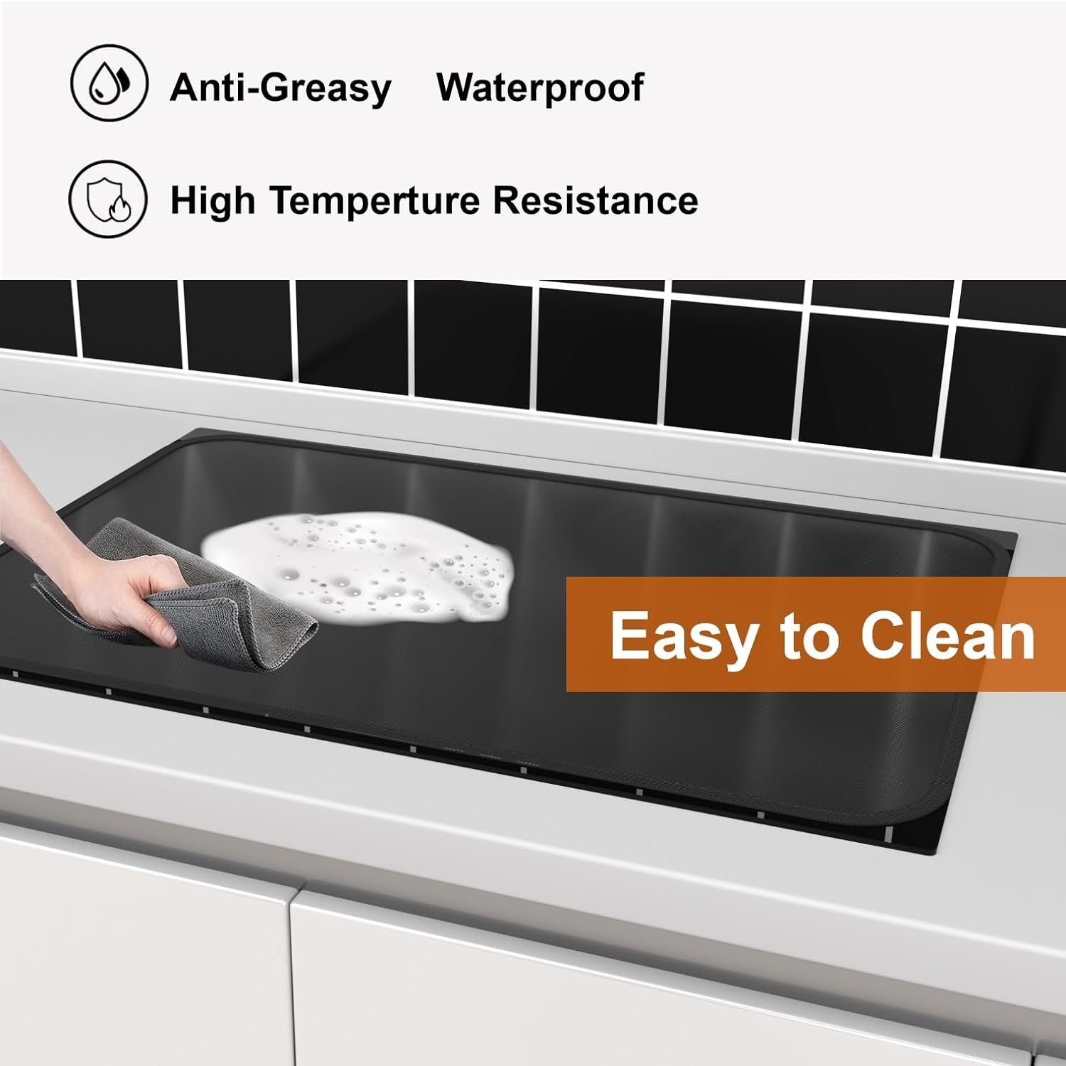 Empava 20X30 Inch Induction Cooktop Covers, Electric Stove Cover Mat, Glass Top Stove Cover - Ceramic Glass Cooktop Protector, Black Without Logo