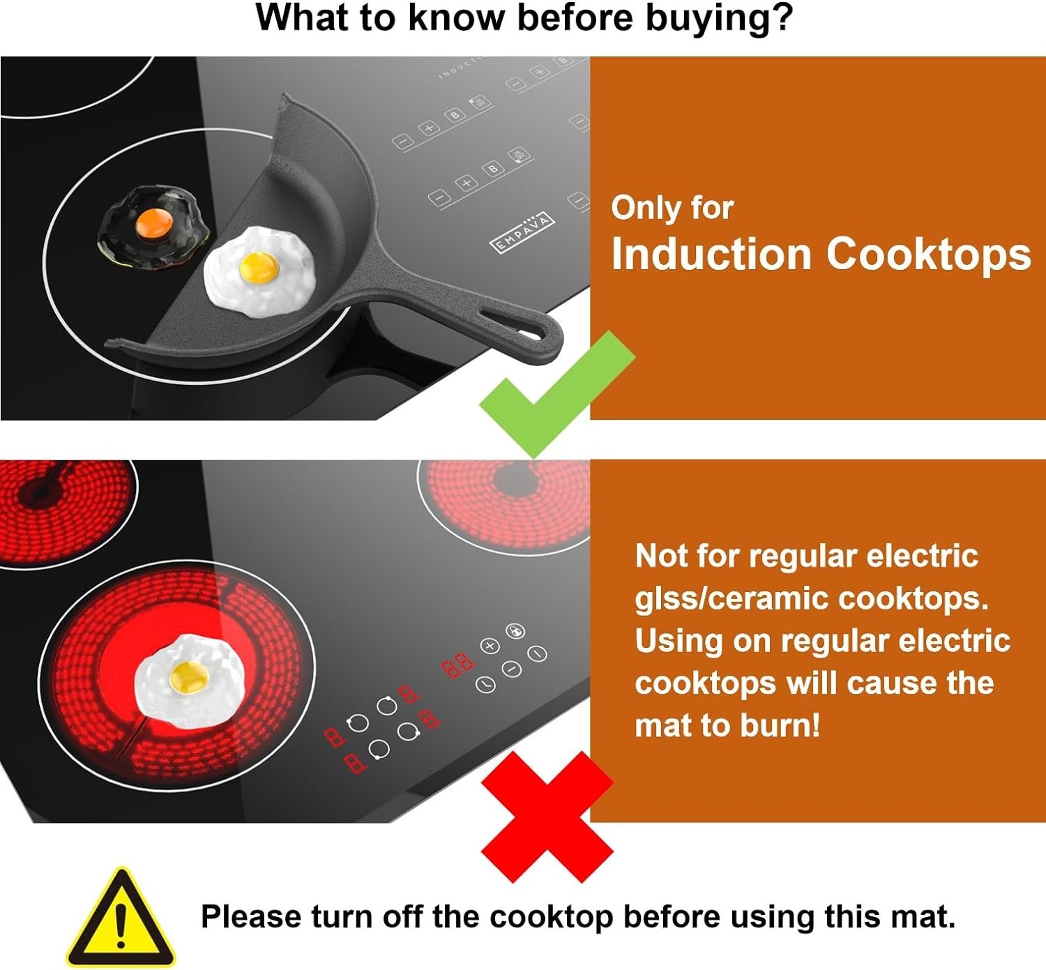 Empava 20X30 Inch Induction Cooktop Covers, Electric Stove Cover Mat, Glass Top Stove Cover - Ceramic Glass Cooktop Protector, Black Without Logo