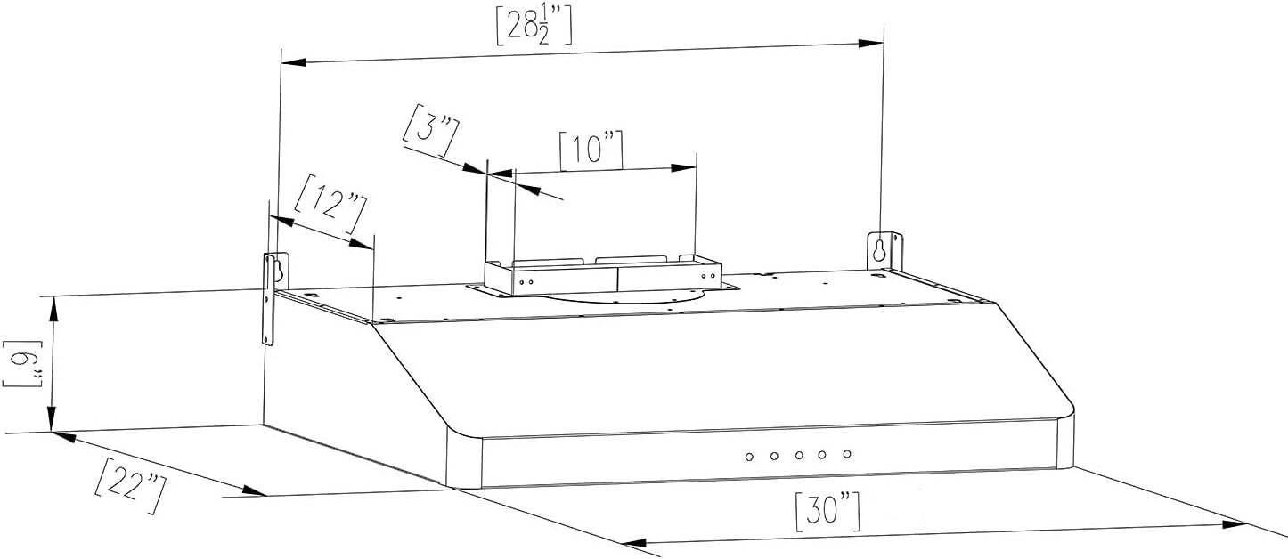 Empava Ducted Range Hood Under Cabinet 36 Inch, Kitchen Stove Vent with Dual Sealed Aluminum Motor 3-Speed, 500 CFM, Push Button Control, Permanent Filters, Stainless Steel, EMPV-RH12