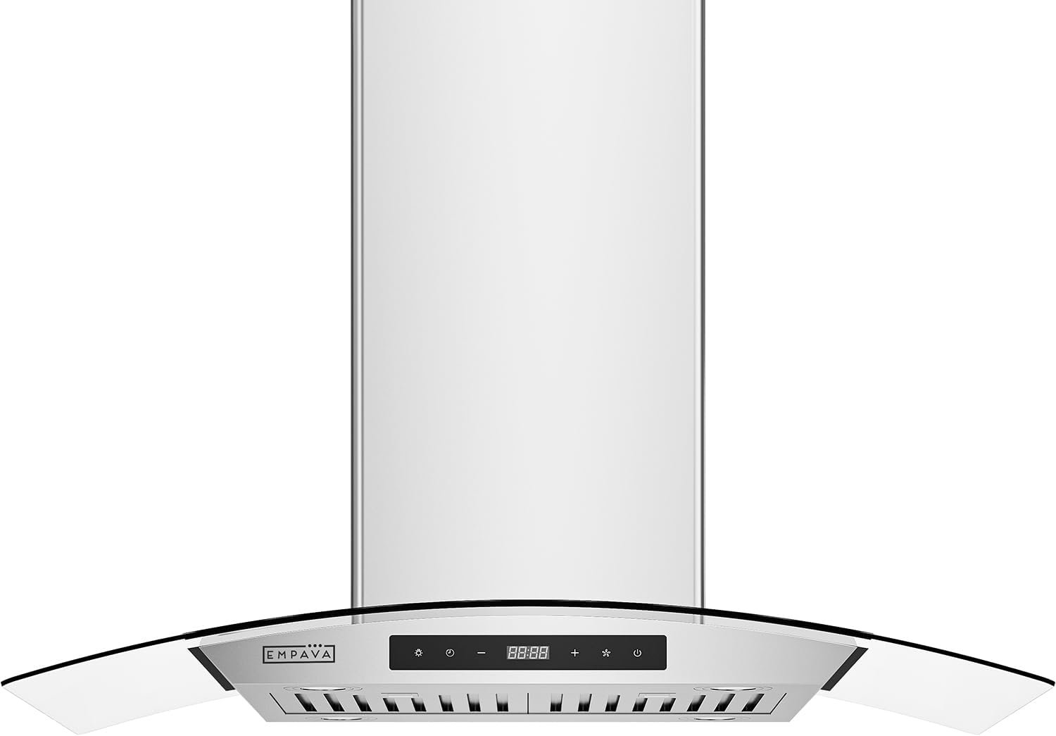 Empava Island Range Hood 36 Inch, Ducted Convertible Ductless(No Kit Included), Kitchen Exhaust Stove Vent with 400CFM, Tempered Glass, Permanent Filter LED Light in Stainless Steel EMPV-36RH09