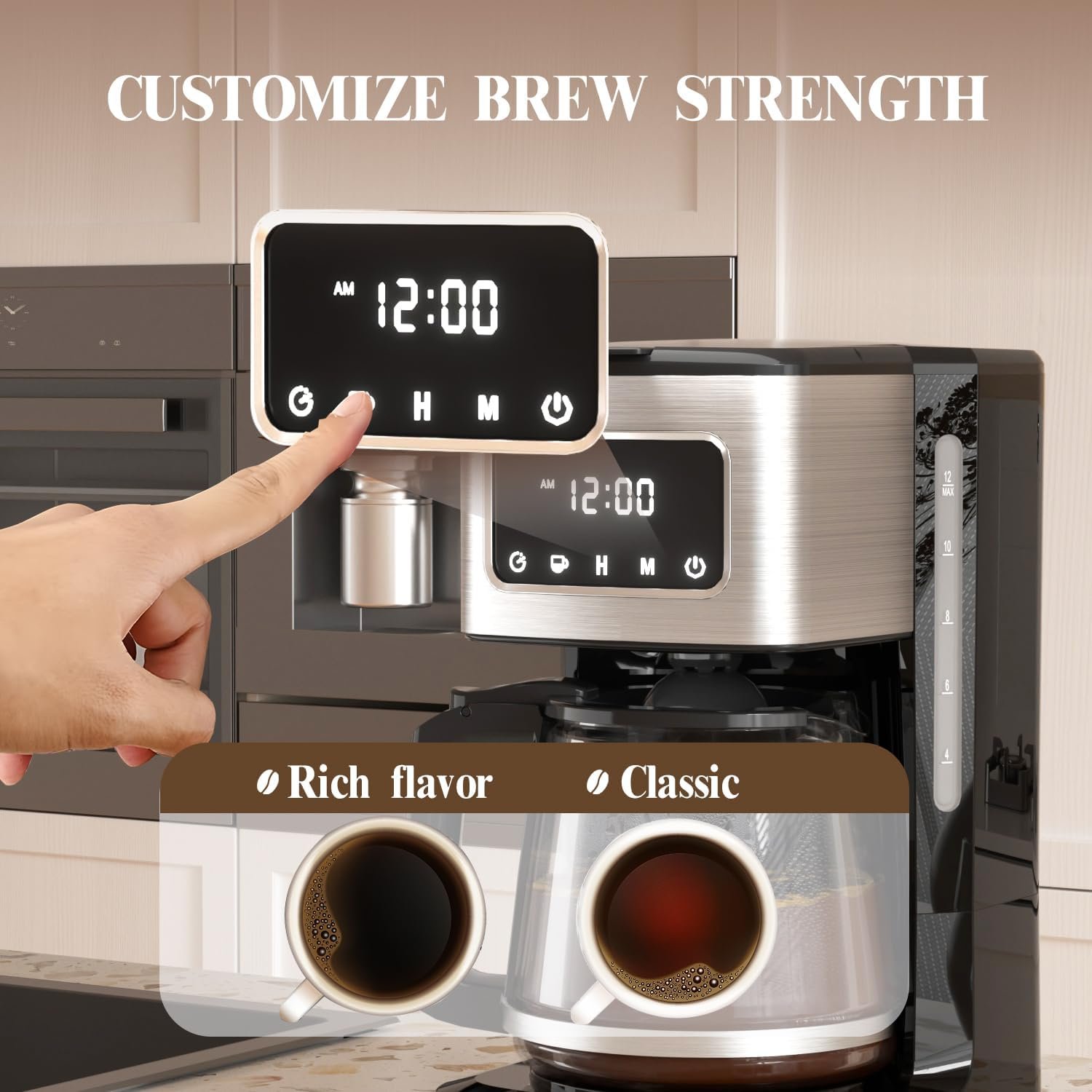 Empstorm 12 Cup Programmable Drip Coffee Maker - 1000W Fast Brew Coffee Machine with Glass Carafe, Auto Shut Off 4-Hour Keep Warm, Anti-Drip System, Strong Brew, Black with Stainless Steel Accents Empstorm 12 Cup Programmable Drip Coffee Maker - 1000W Fast Brew Coffee Machine with Glass Carafe, Auto Shut Off 4-Hour Keep Warm, Anti-Drip System, Strong Brew, Black with Stainless Steel Accents