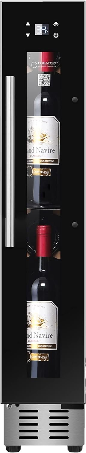 EQUATOR 9 bottle Built-in/Freestanding Wine Ref with 7 color LED Lights (Stainless)